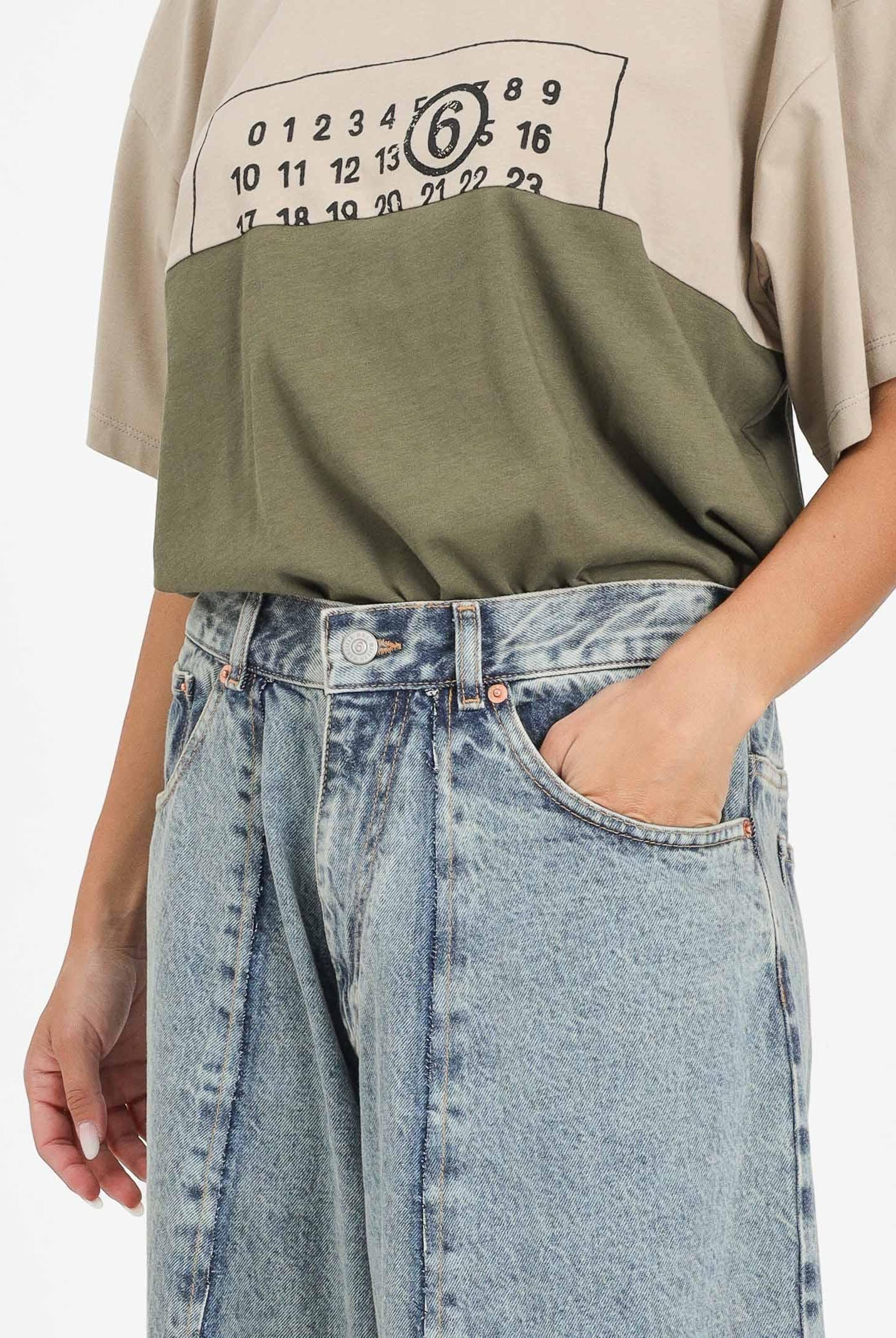 MAISON MARGIELA Jeans in denim chiaro per donna, ragazzi e bambini con cuciture ergonomiche effetto palloncino M60748MM06C M601 MAISON MARGIELA