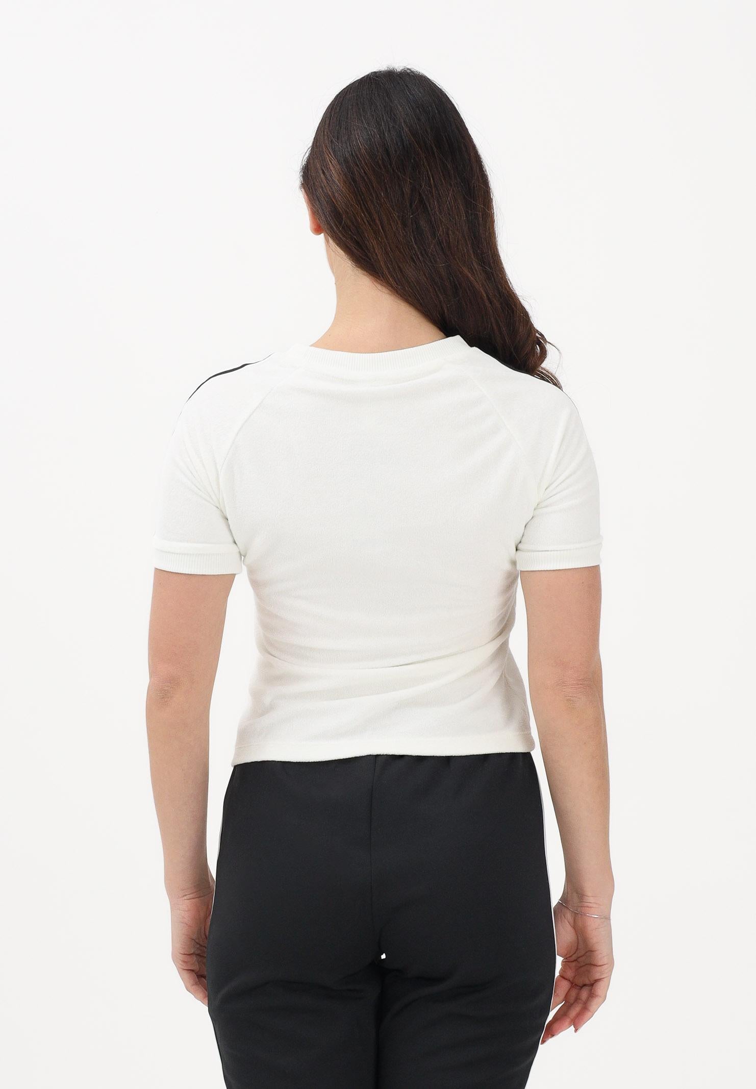 ADIDAS ORIGINALS T-shirt a manica corta Terry Towel Cali panna da donna KD1411 . ADIDAS ORIGINALS