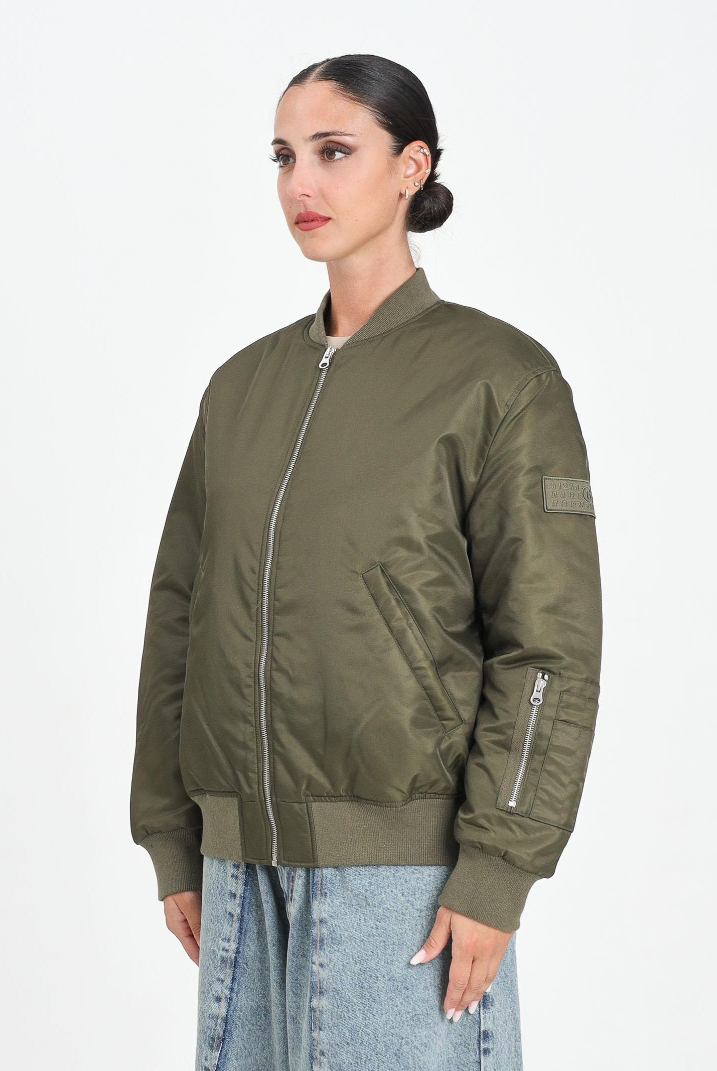 MAISON MARGIELA Bomber verde per donna, ragazzi e bambini con Patch Numeric M60832MM03B M6514 MAISON MARGIELA