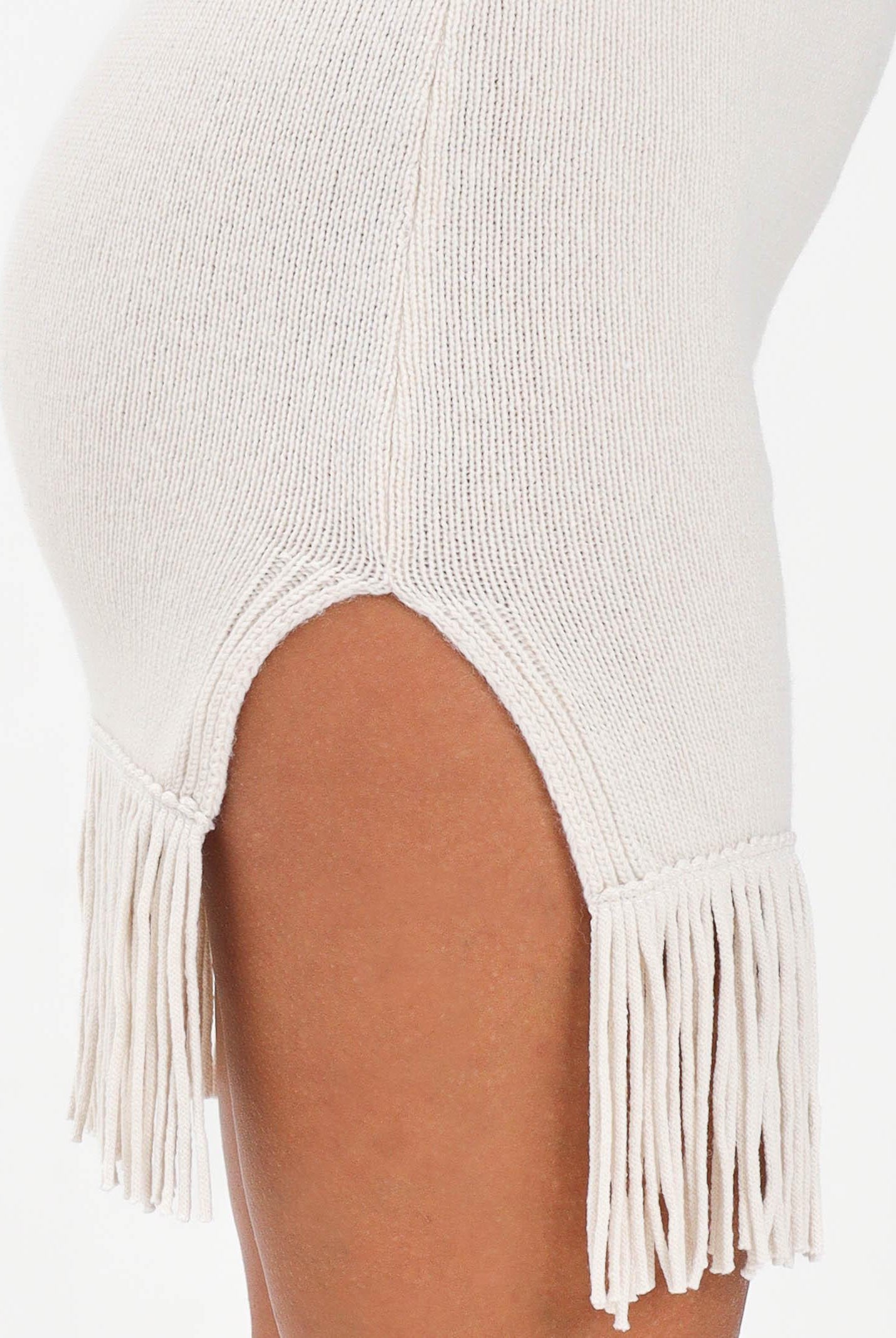AKEP Gonna corta panna da donna con frange e spacco GOKD11015 V1 AKEP