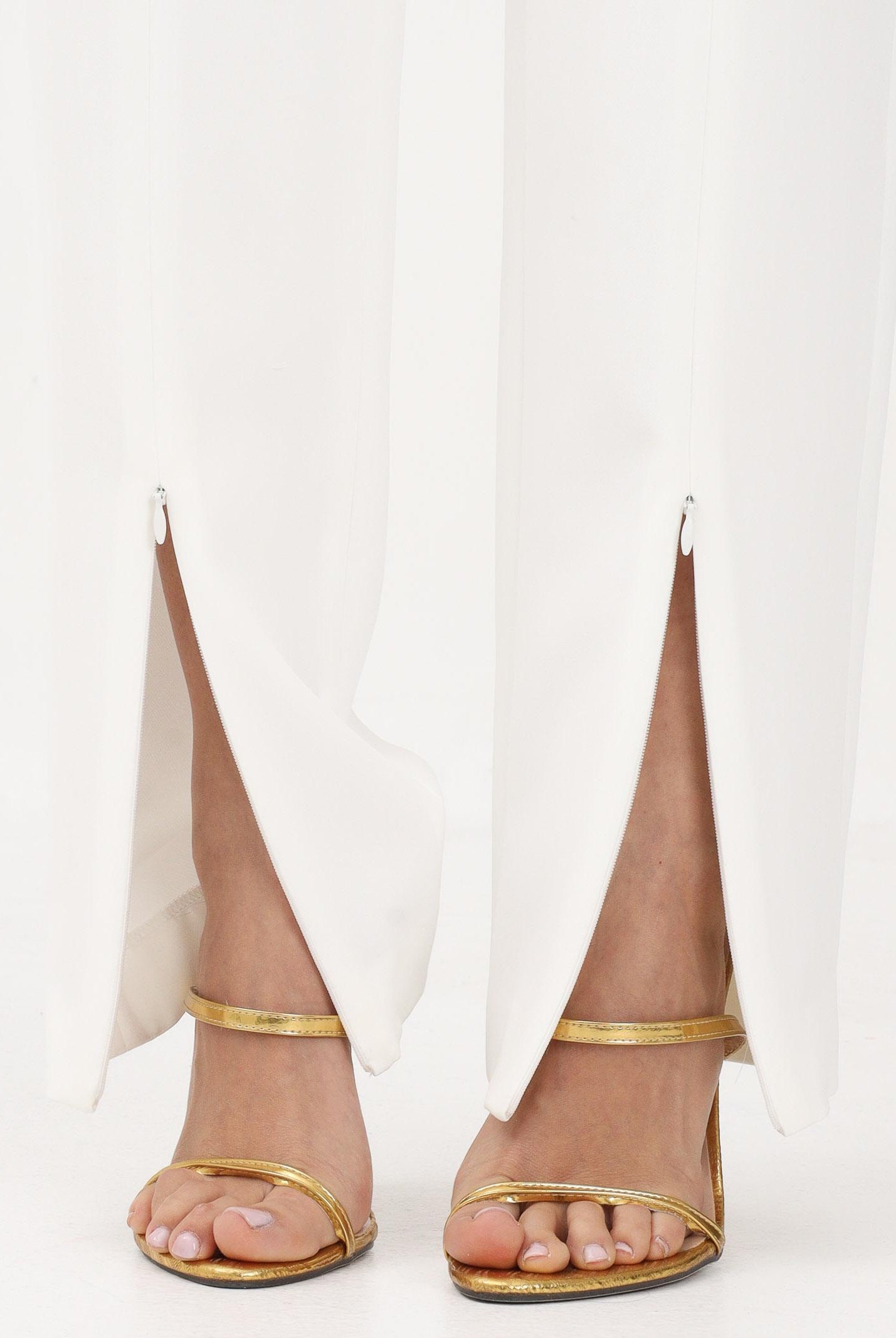 JUST CAVALLI Pantalone elegante bianco da donna con spacchi sul fondo 80PAA104N0450 004 JUST CAVALLI