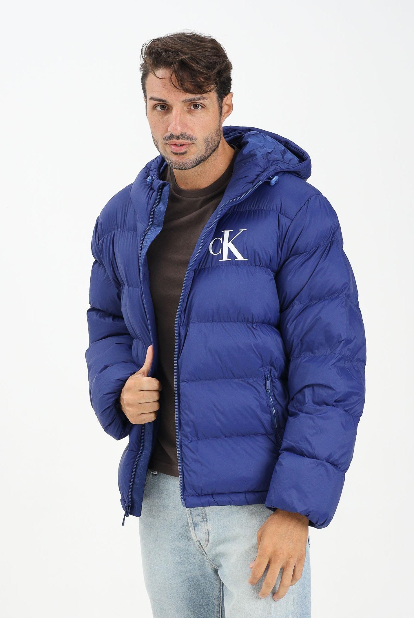 CALVIN KLEIN JEANS Piumino blu da uomo con logo LV04RD528GIZ4  CALVIN KLEIN JEANS