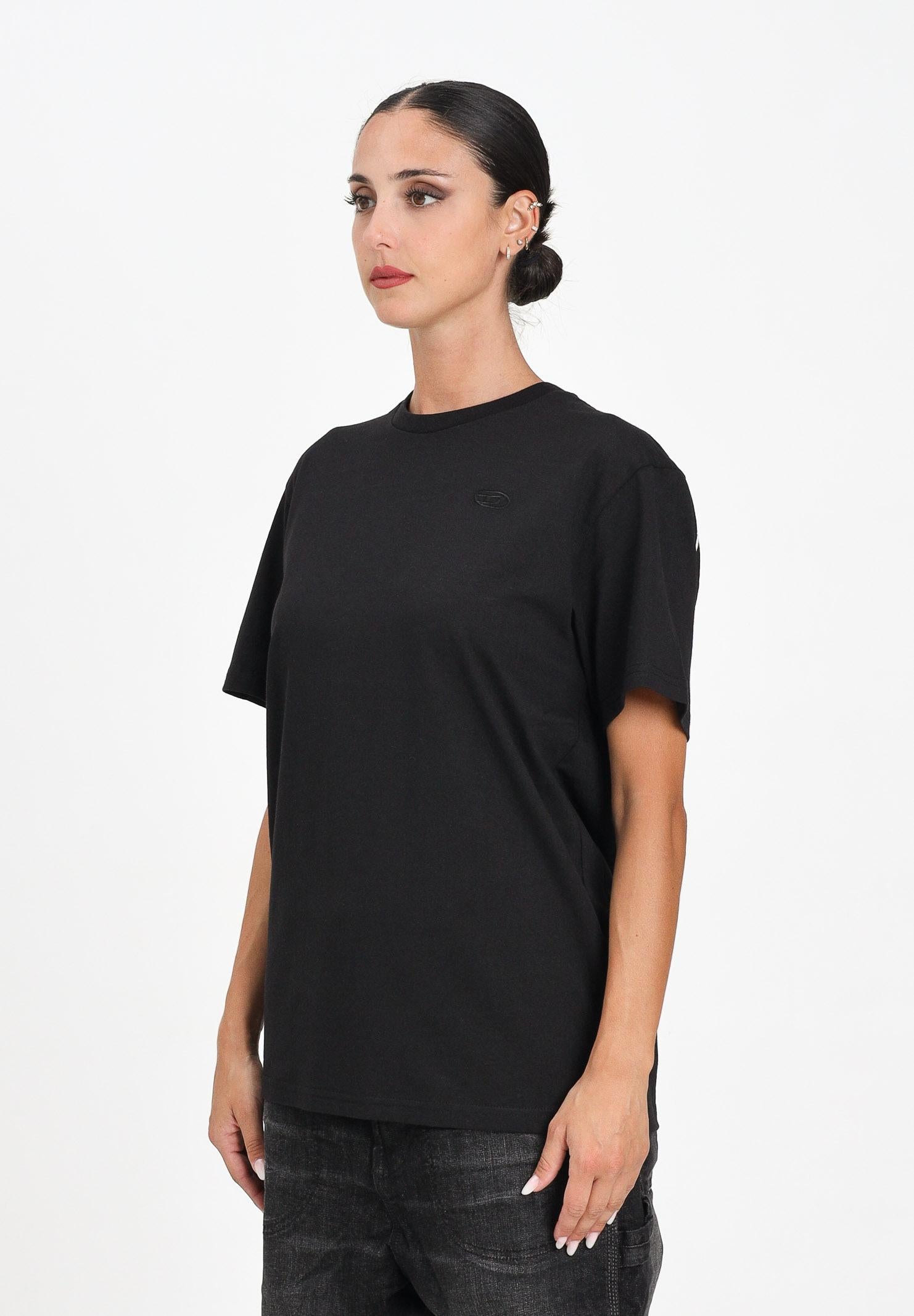 DIESEL T-shirt a manica corta nera per donna, ragazzi e bambini con logo Oval D J022760HGAM K900 DIESEL