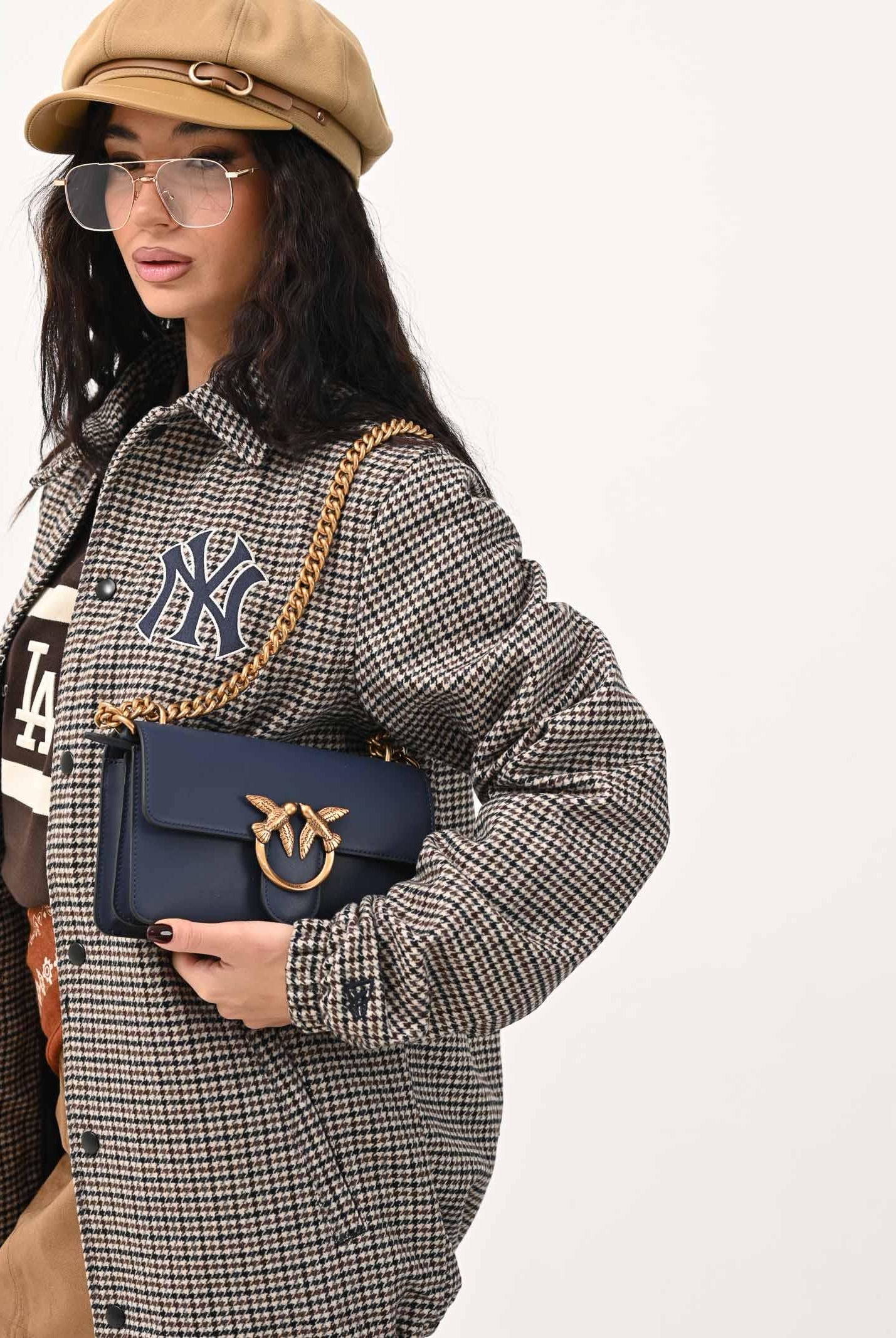 NEW ERA Giacca a quadri MLB dei New York Yankees nei toni del marrone per uomo e donna 60758728 . NEW ERA