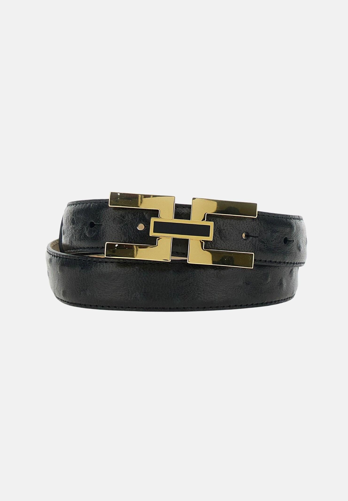 ELISABETTA FRANCHI Cintura nera da donna con fibbia doppia c CT25S62E2 110 ELISABETTA FRANCHI