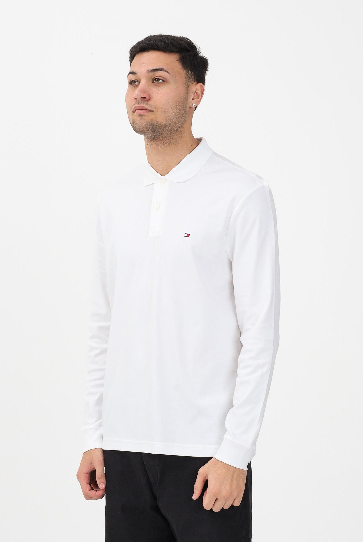 TOMMY HILFIGER Polo a manica lunga bianca da uomo MW0MW37317 YBR TOMMY HILFIGER