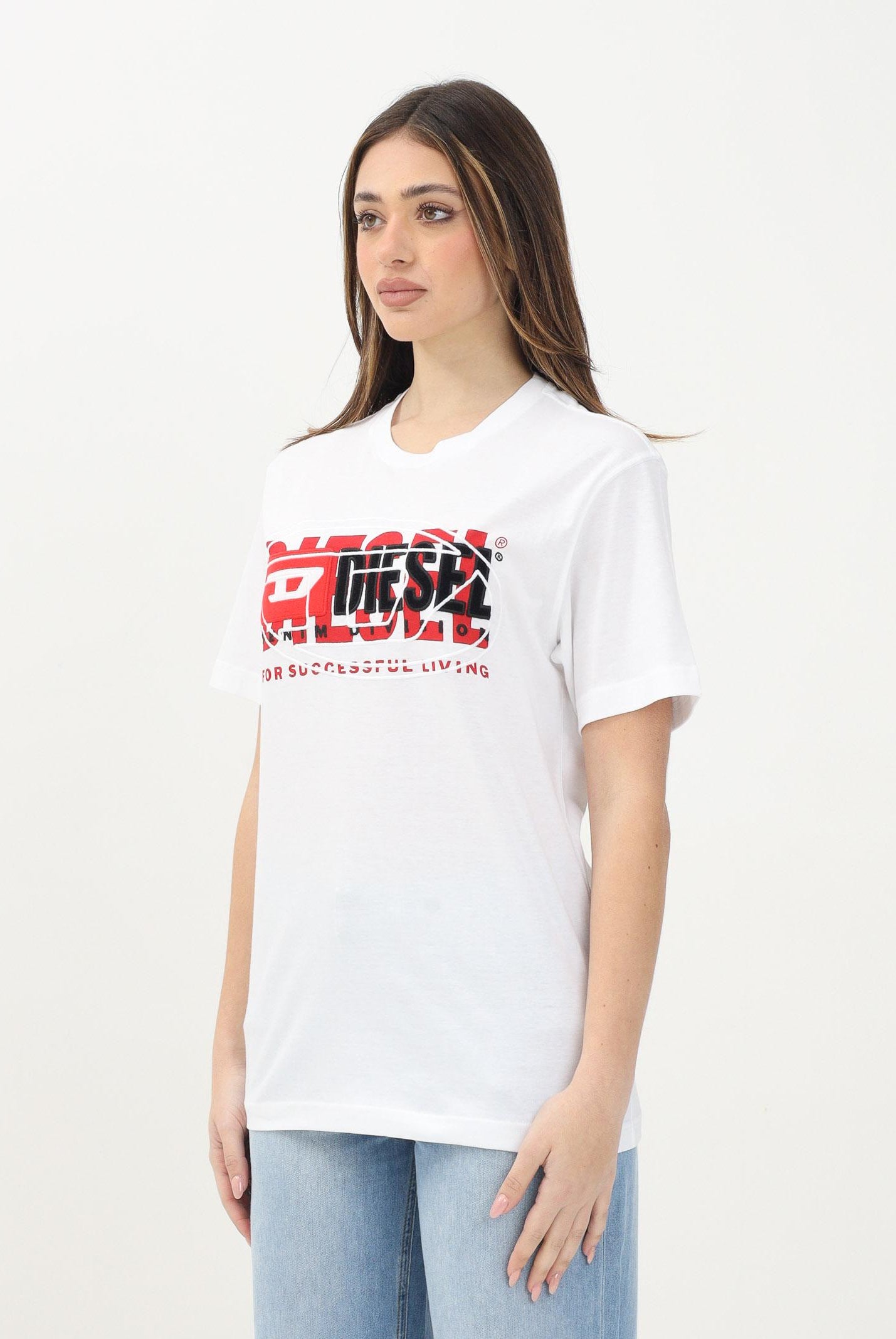 DIESEL T-shirt a manica corta Tboxt Over bianca per donna, bambini e ragazzi J0225100YI9 K100 DIESEL