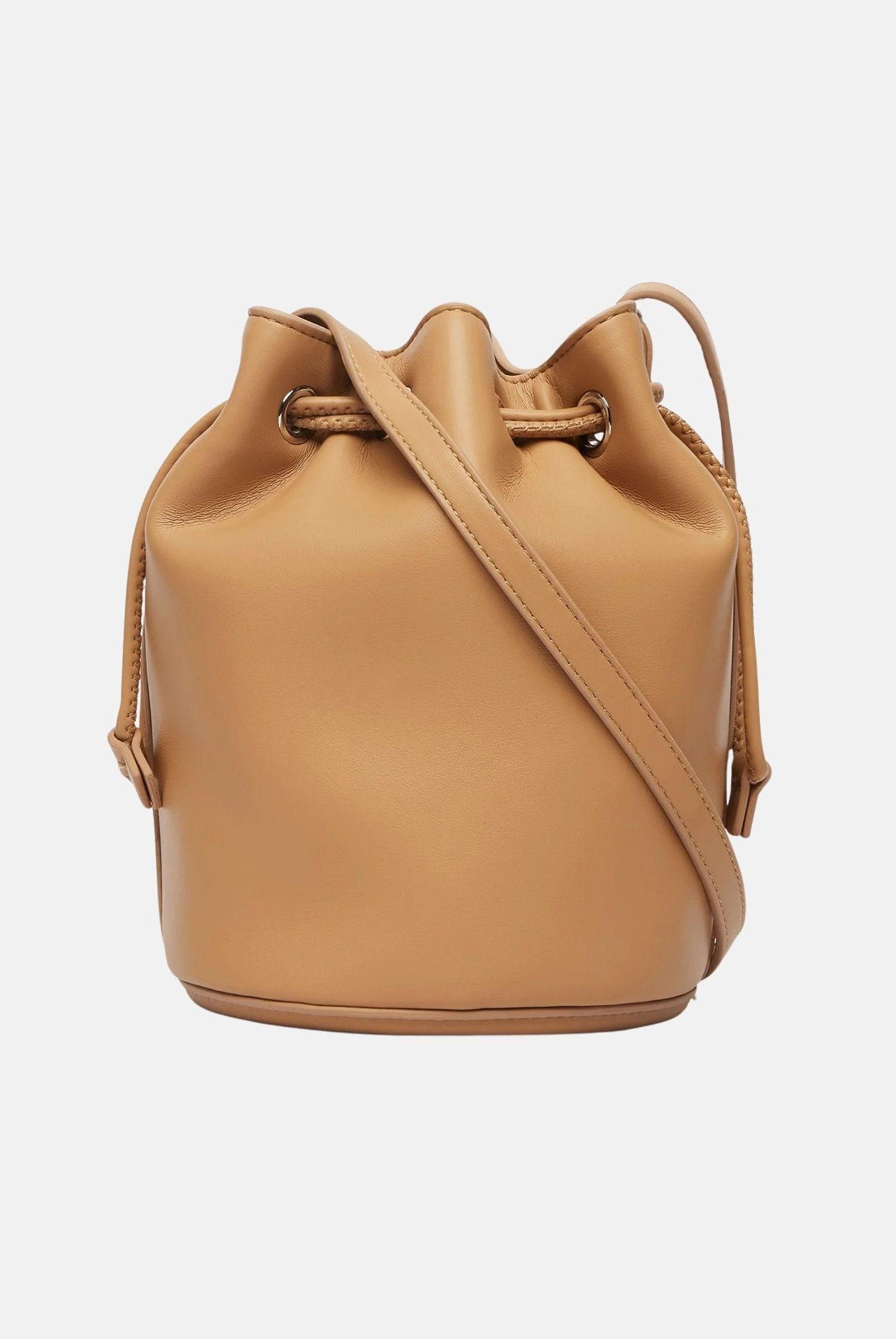 Calvin Klein borsa a secchiello Bold CK Small Bucket Bag colore Tannin, beige cammello da donna LV04F3640G RAJ CALVIN KLEIN