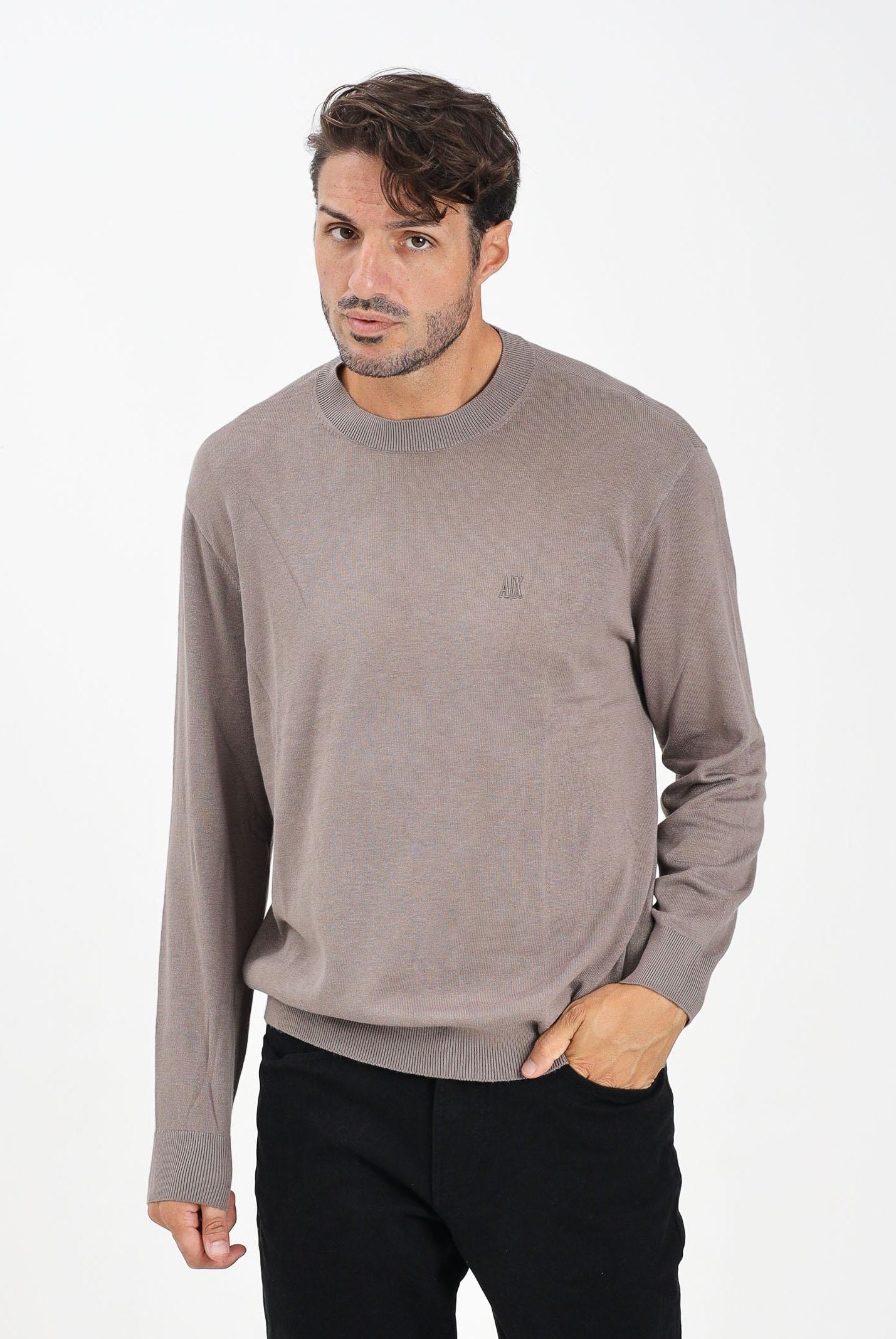 ARMANI EXCHANGE Maglioncino girocollo marrone da uomo XM000338AF12291 U6107 ARMANI EXCHANGE