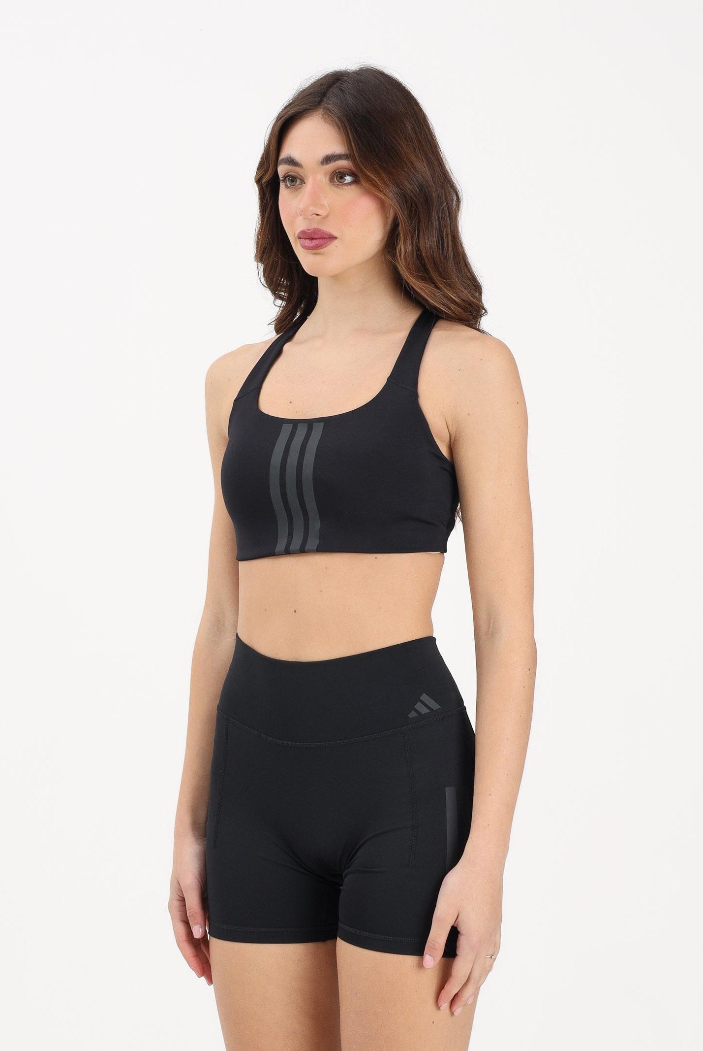 ADIDAS PERFORMANCE Top sportivo Optime Workout 3-Stripes Medium Support nero da donna JX5006 . ADIDAS PERFORMANCE