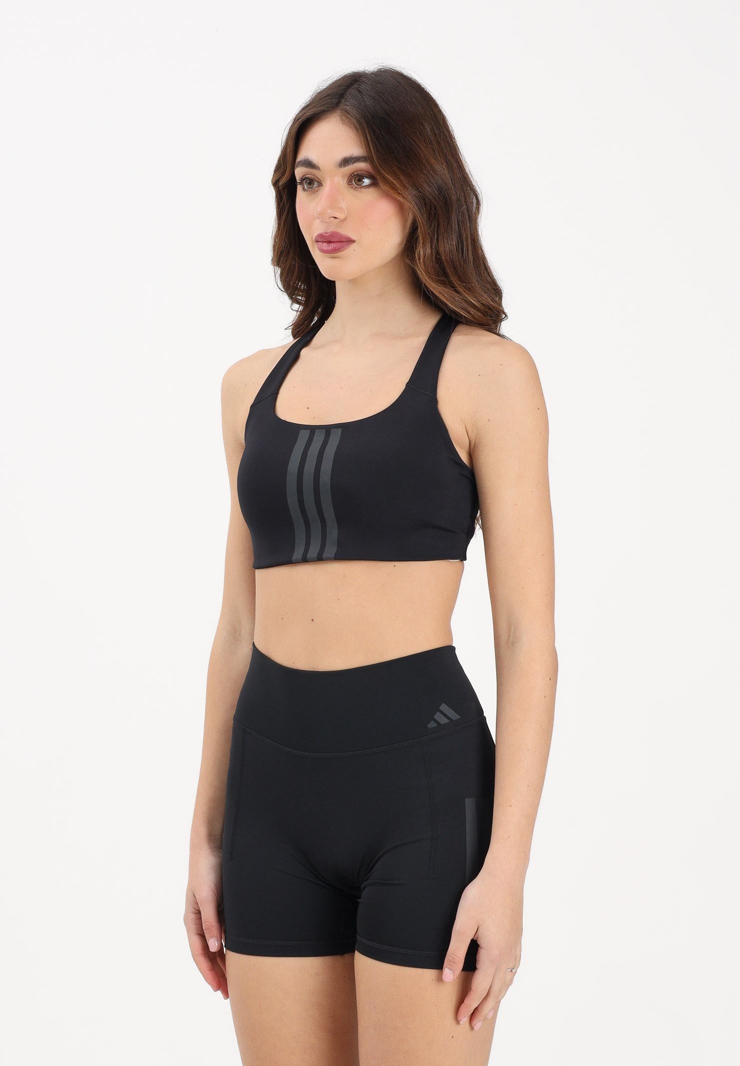 ADIDAS PERFORMANCE Top sportivo Optime Workout 3-Stripes Medium Support nero da donna JX5006 . ADIDAS PERFORMANCE