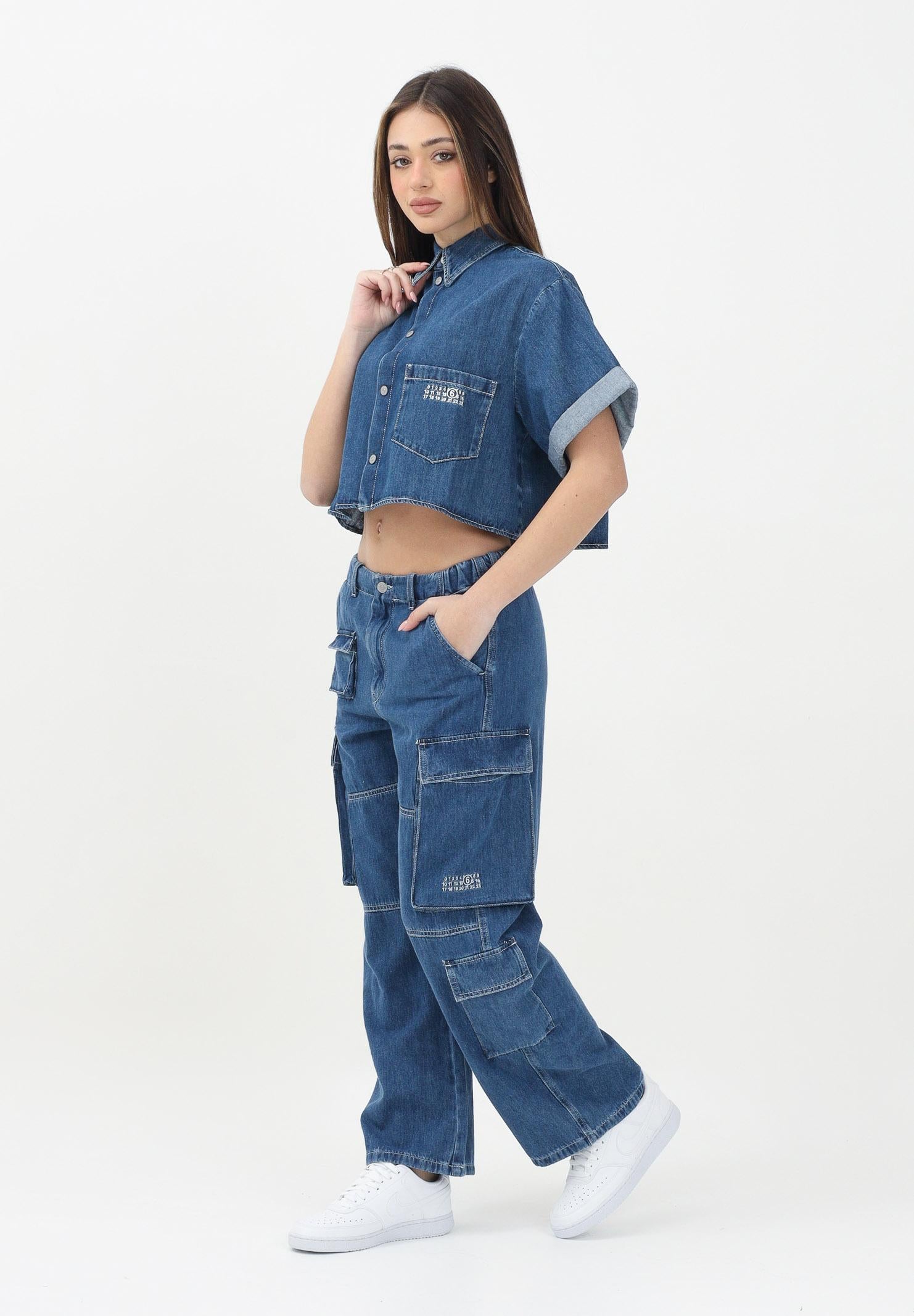 MAISON MARGIELA Jeans cargo in denim blu medio chiaro per donne, ragazze e bambine M60793MM04S M601 MAISON MARGIELA