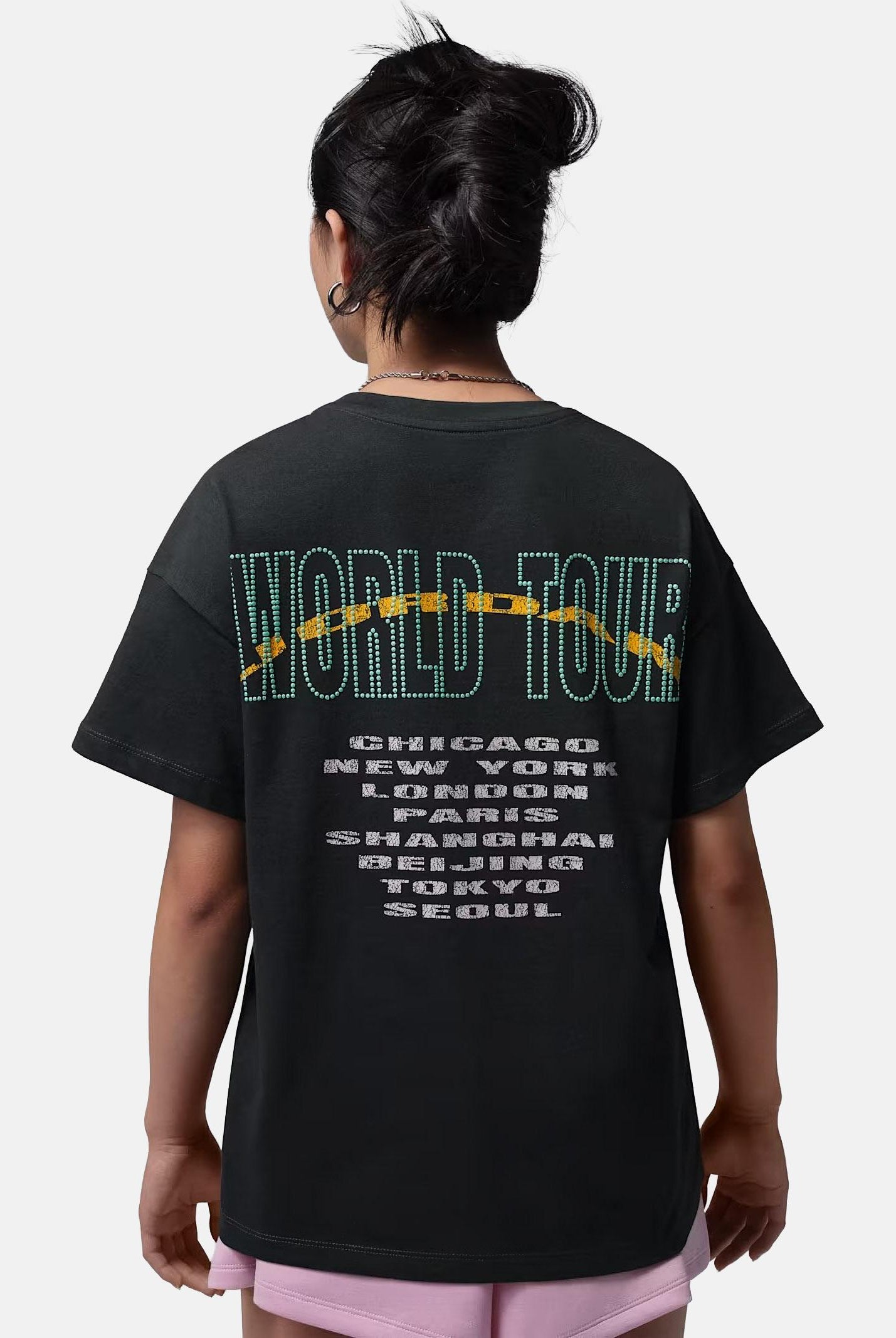 JORDAN T-shirt a manica corta Geo World Tour nera da bambina 45F790 G0T JORDAN