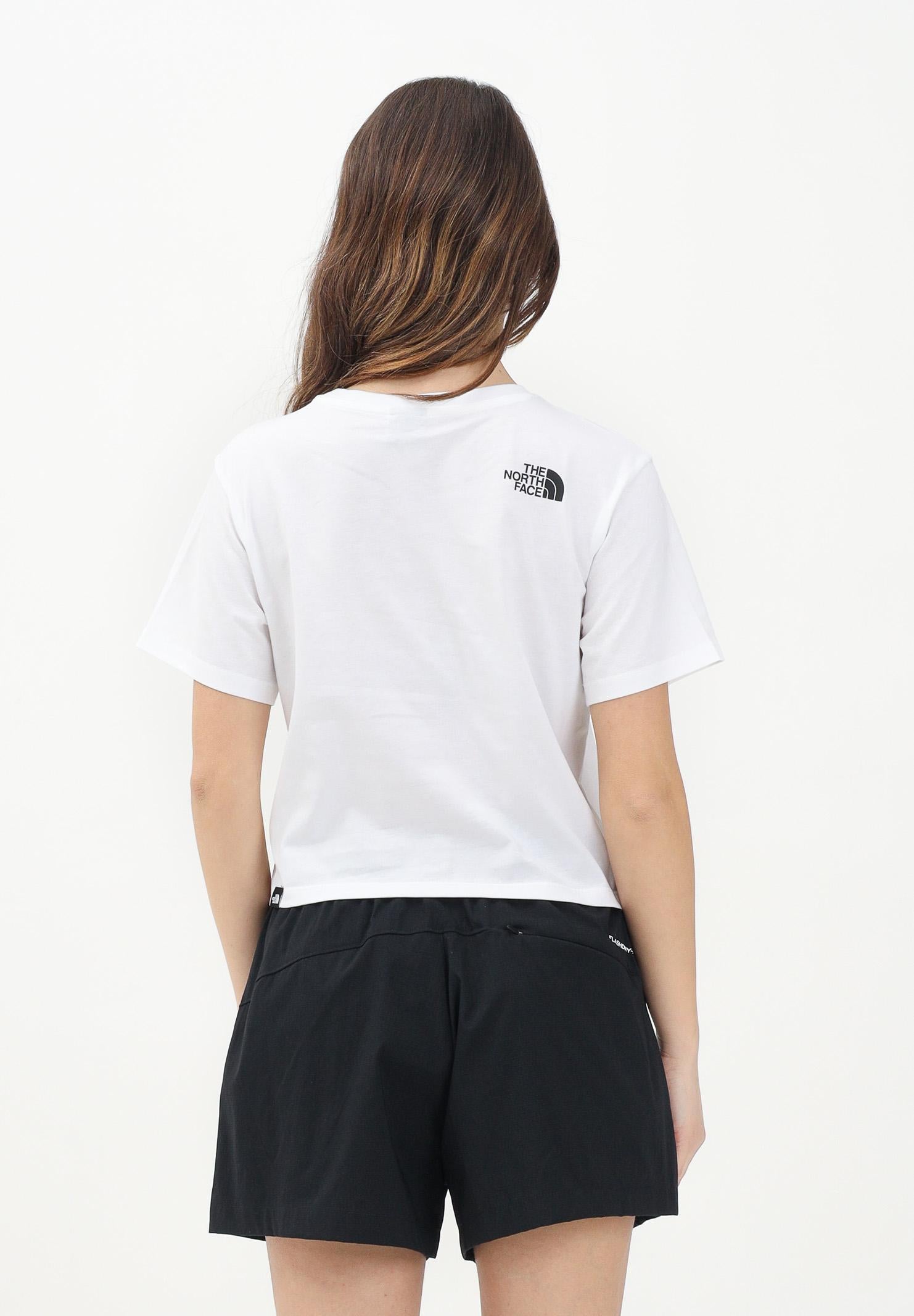THE NORTH FACE T-shirt a manica corta Cropped bianca da donna con logo NF0A87U4FN41 . THE NORTH FACE