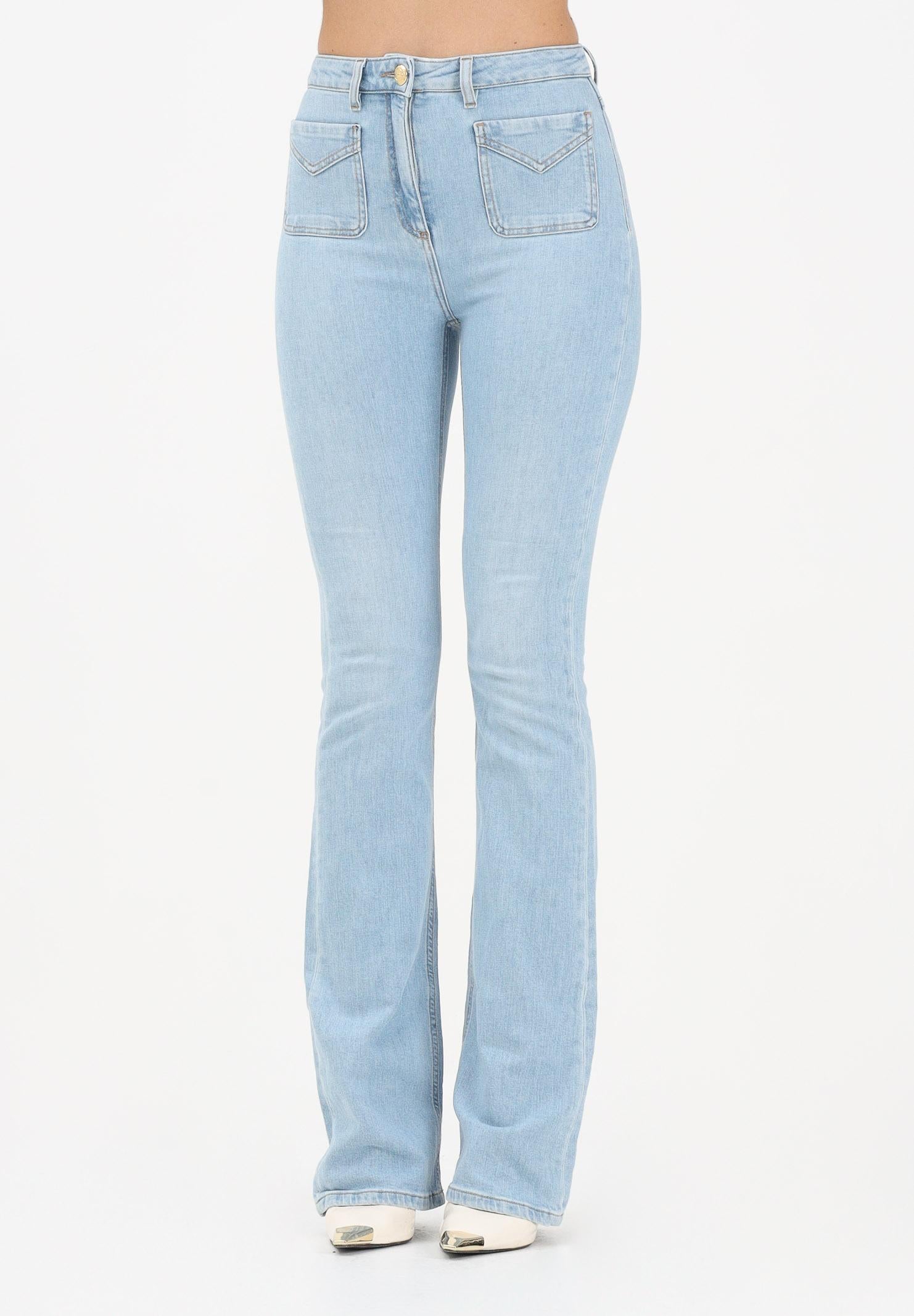 ELISABETTA FRANCHI Jeans in denim chiaro da donna con costruzione a zampetta PJ24N61E2 192 ELISABETTA FRANCHI