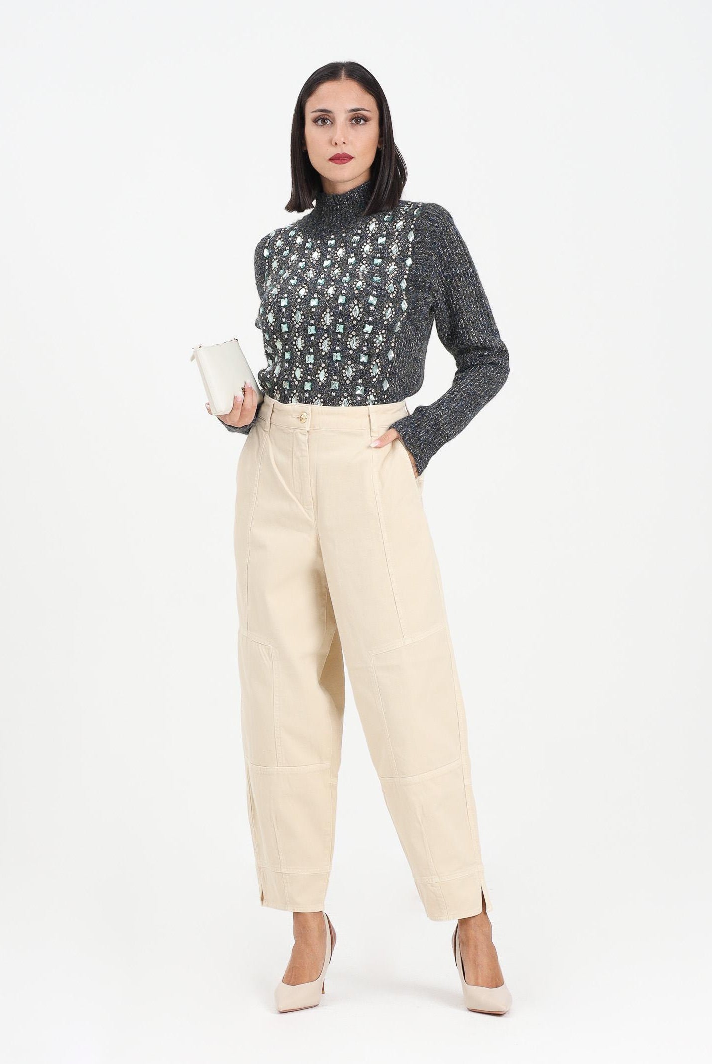 PINKO Pantalone balloon beige da donna 105533A2QU C27 PINKO