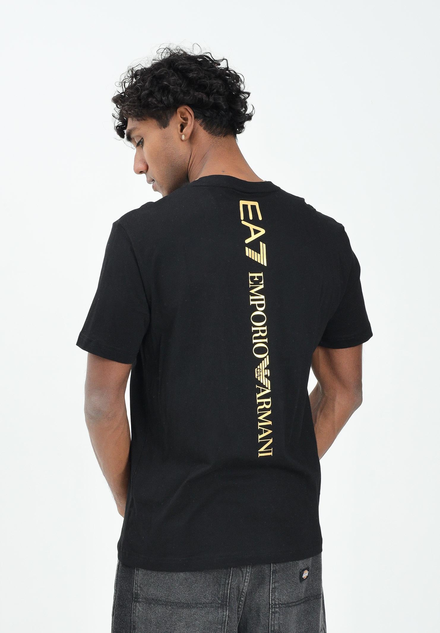 EA7 T-shirt a manica corta nera da uomo con stampa sul retro 7M000567AF10375 MC004 EA7