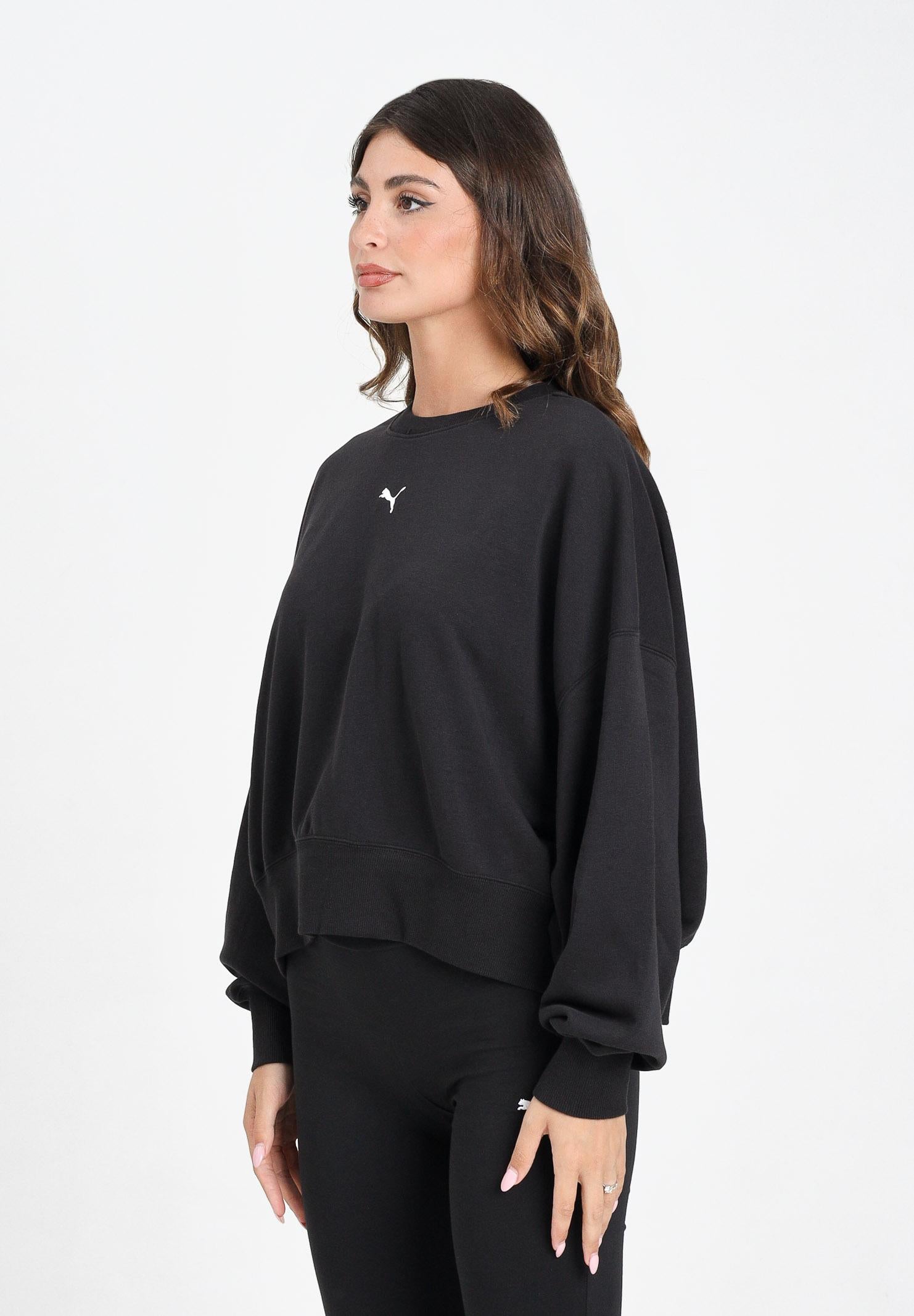 PUMA Felpa girocollo WARDROBE Essentials Oversized Crew nera da donna 629748 01 PUMA