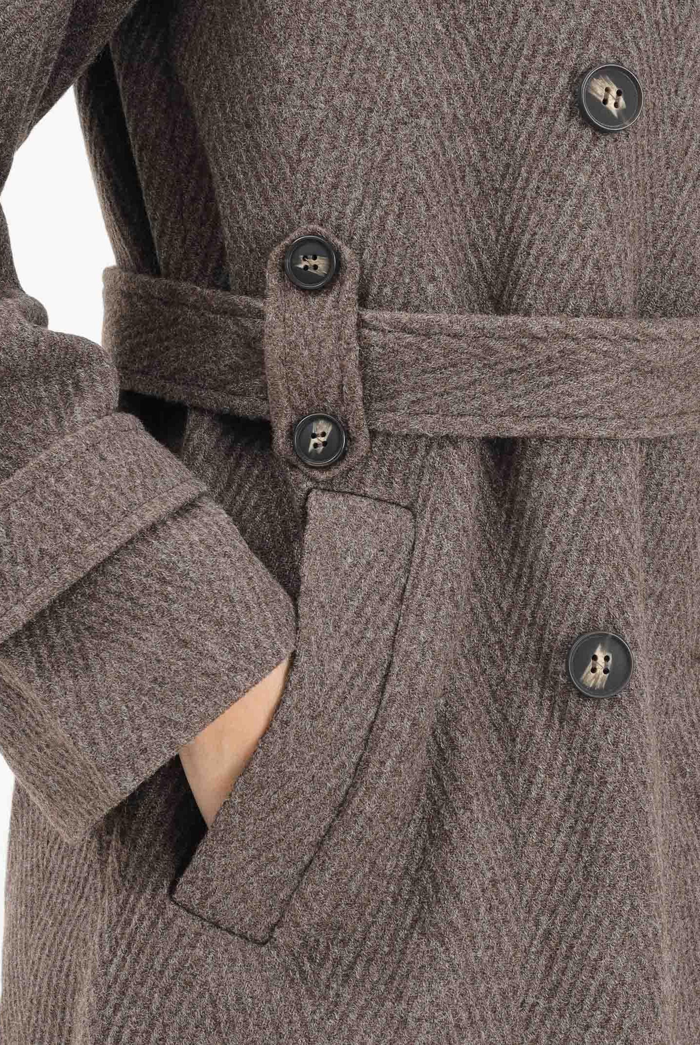 ONLY Cappotto lungo doppiopetto marrone da donna con motivo a spina di pesce 15353049 SealBrown ONLY