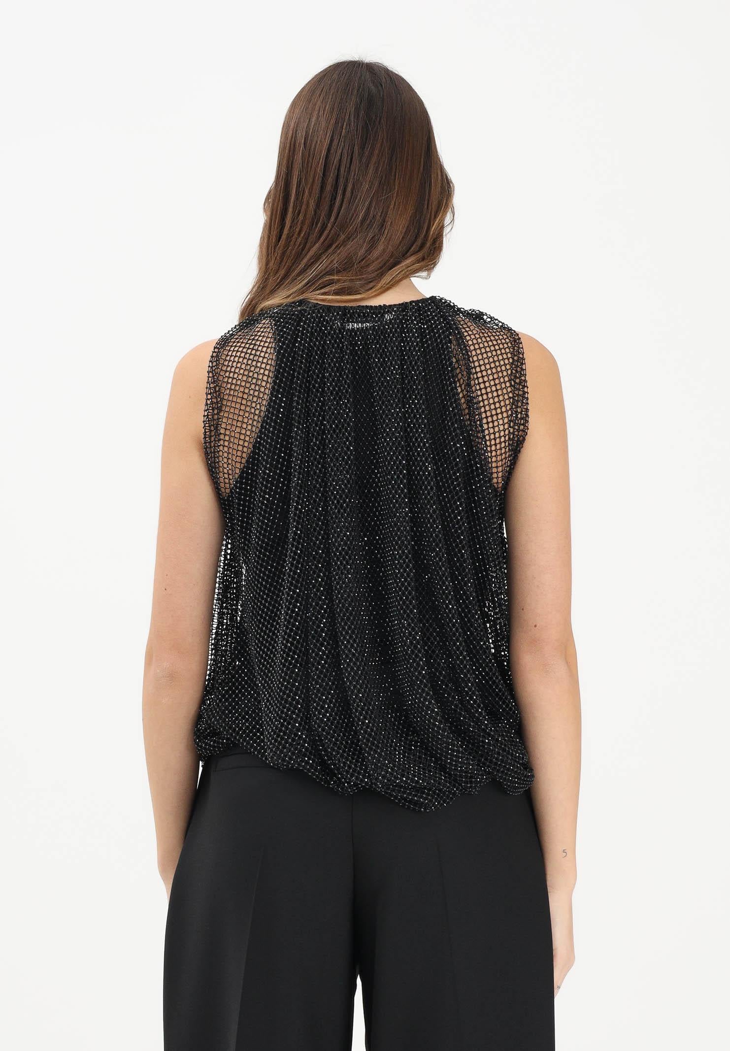 SPORTMAX Canotta SPXNODO nera da donna in rete con strass 2612941061600 002 SPORTMAX
