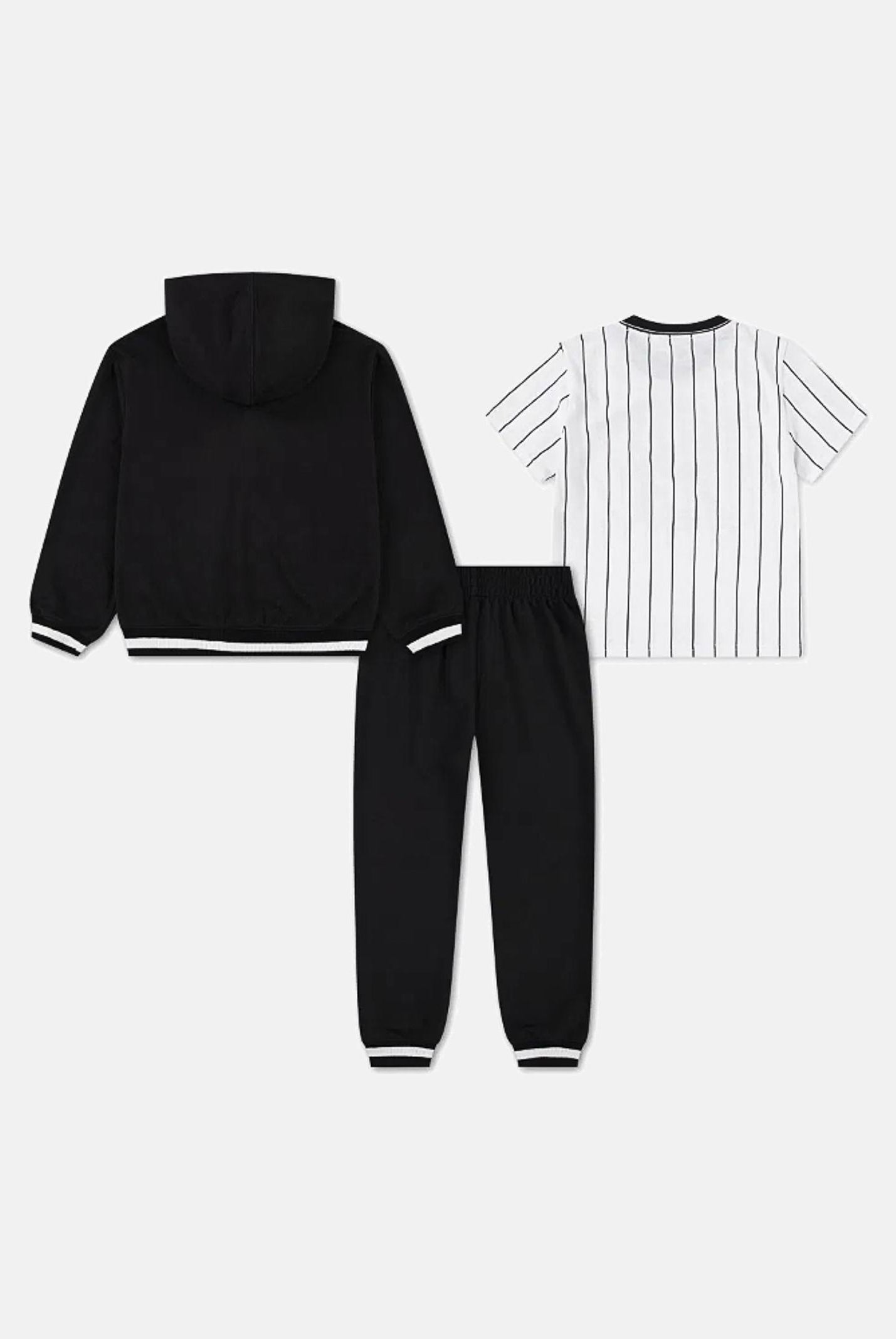 JORDAN Tuta nera per bambino e bambina composta da felpa, pantalone e t-shirt 85F275 023 JORDAN