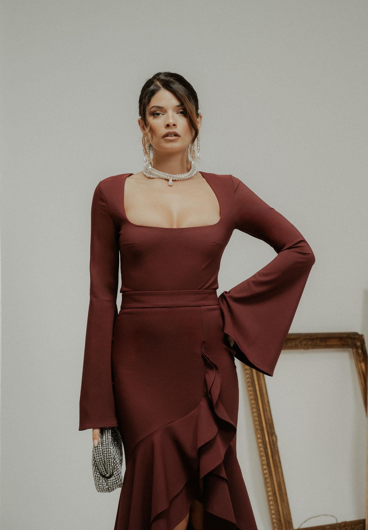 SANTAS Body manica lunga FIERTÉ prugna da donna PV2607 PR SANTAS