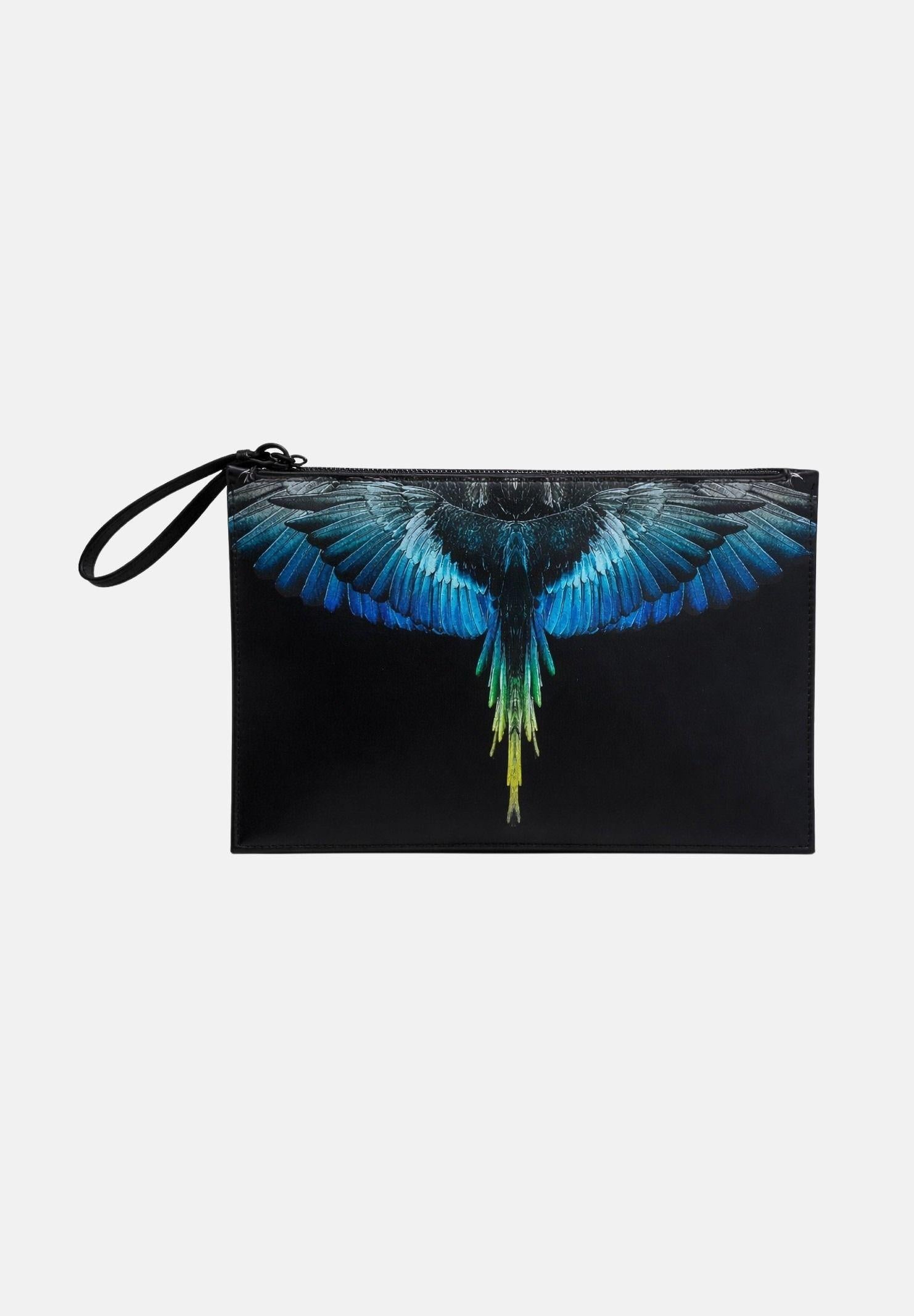 MARCELO BURLON COUNTY OF MILAN Pochette nera per uomo e donna con stampa ali COMAS2603350895 . MARCELO BURLON COUNTY OF MILAN