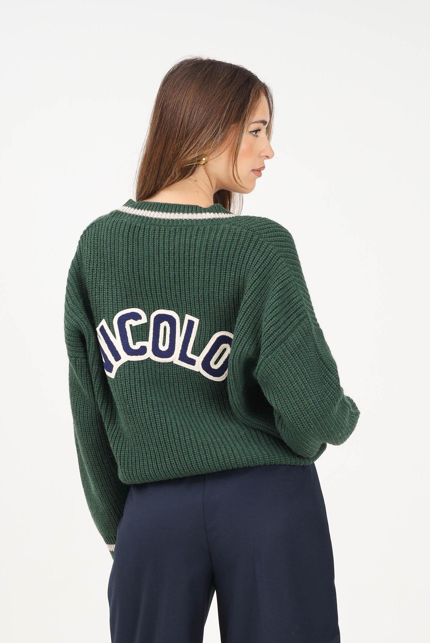 VICOLO Maglioncino verde da donna con logo sul retro 55073F VE VICOLO