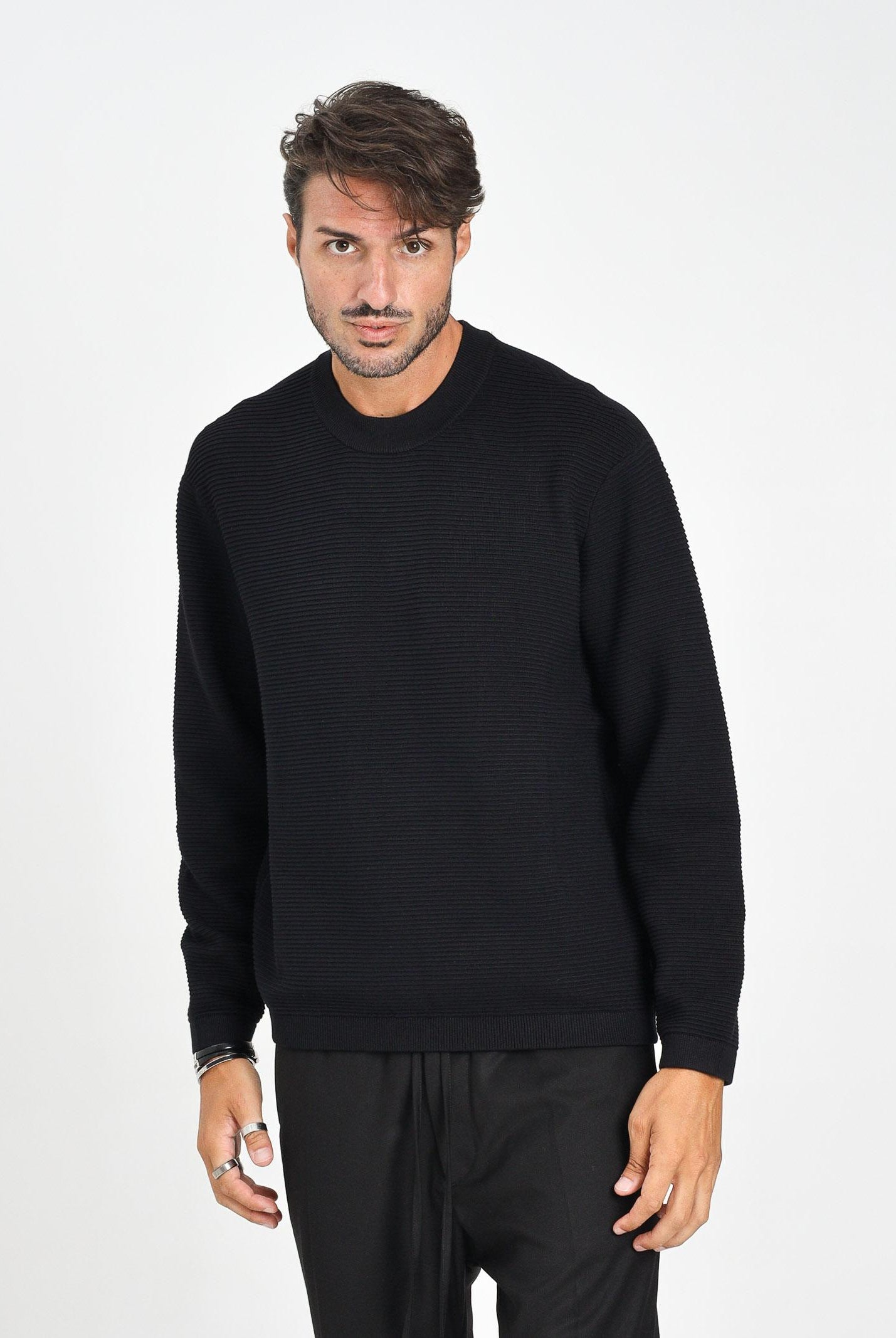 ARMANI EXCHANGE Maglioncino girocollo blu da uomo realizzato in maglia a coste XM000895AF10454 UB101 ARMANI EXCHANGE