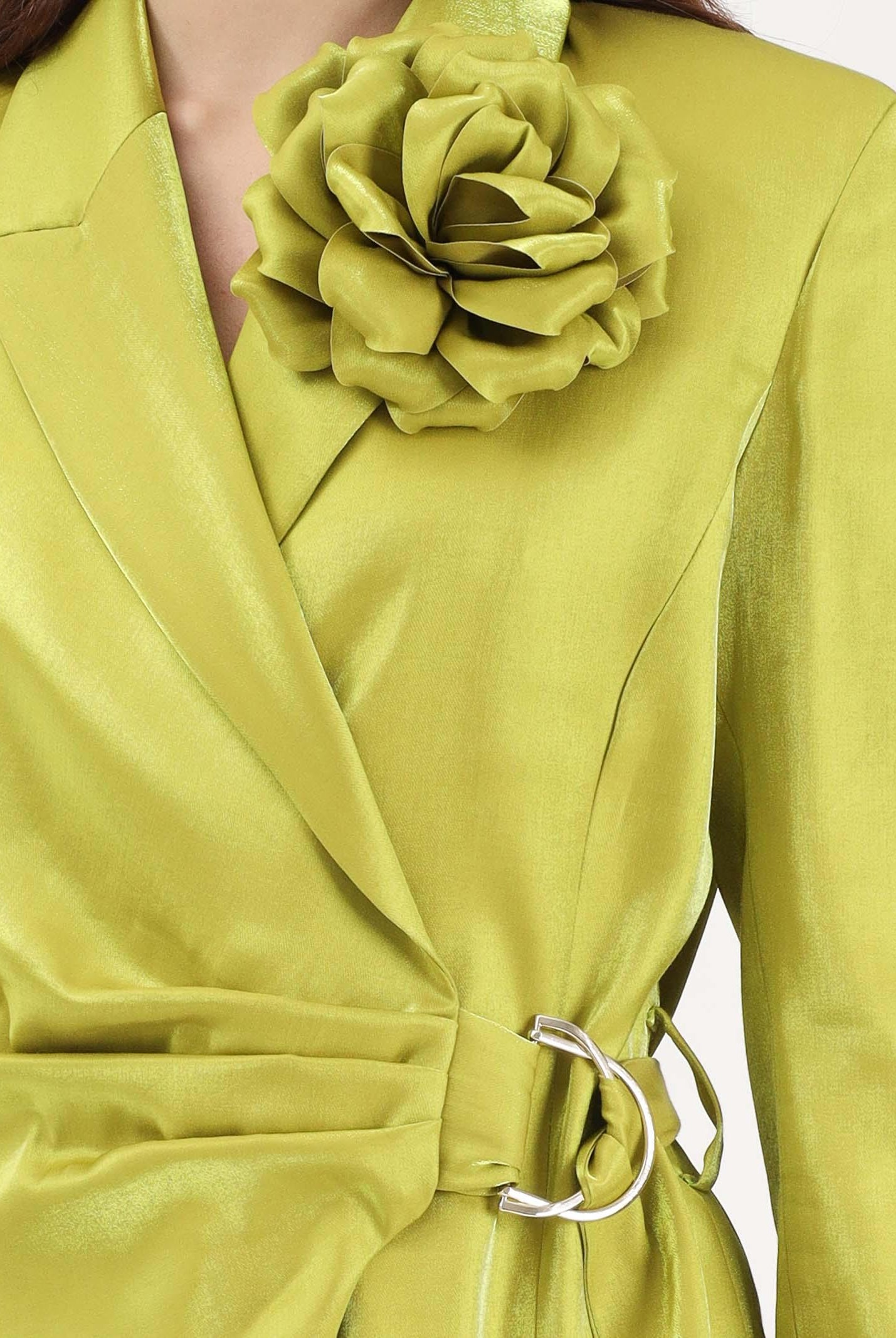 SHIT Giacca verde da donna con spilla fiore SH26007 AV SHIT