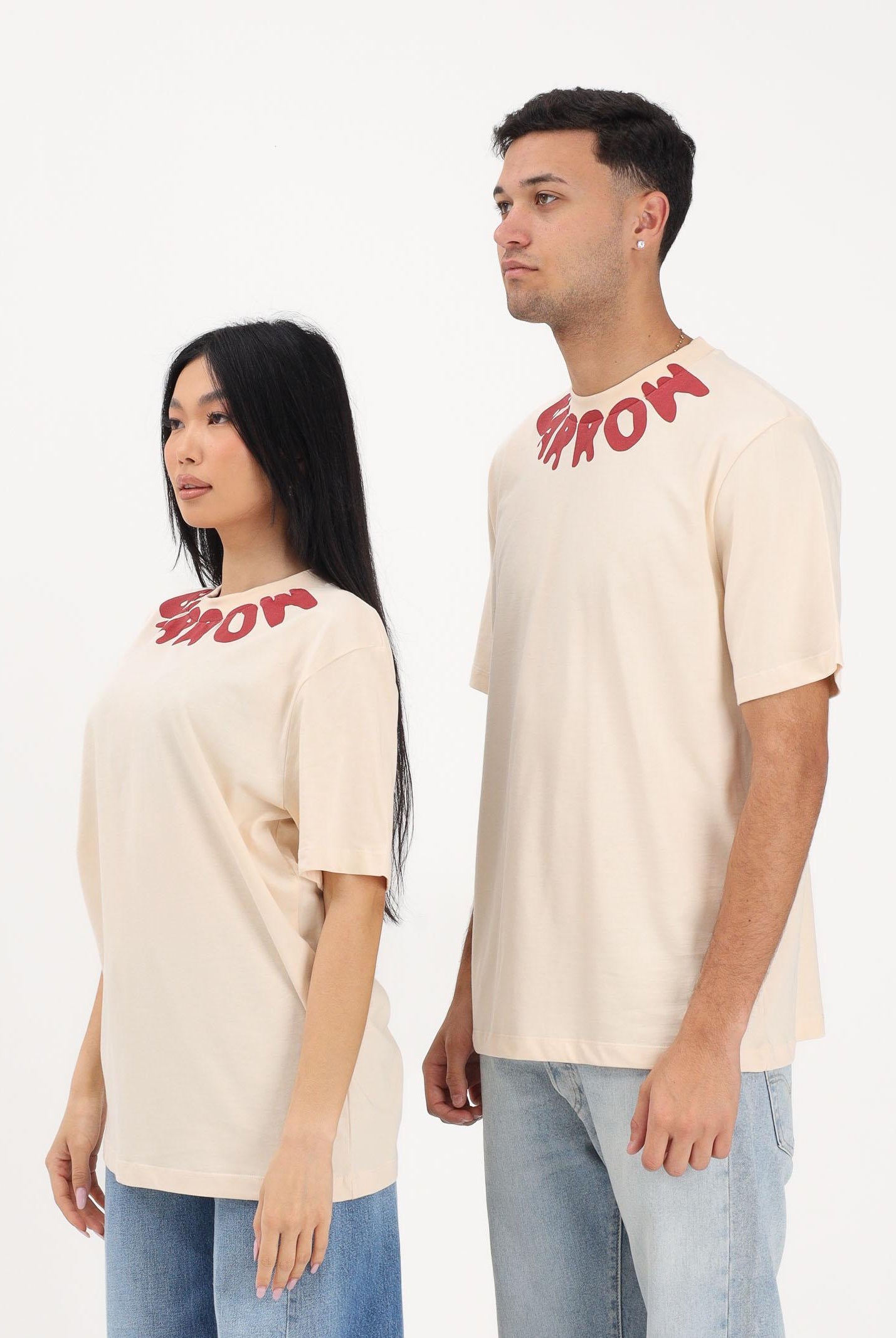 BARROW T-shirt a manica corta crema per uomo e donna con girocollo logato S6BWUATH071 013 BARROW