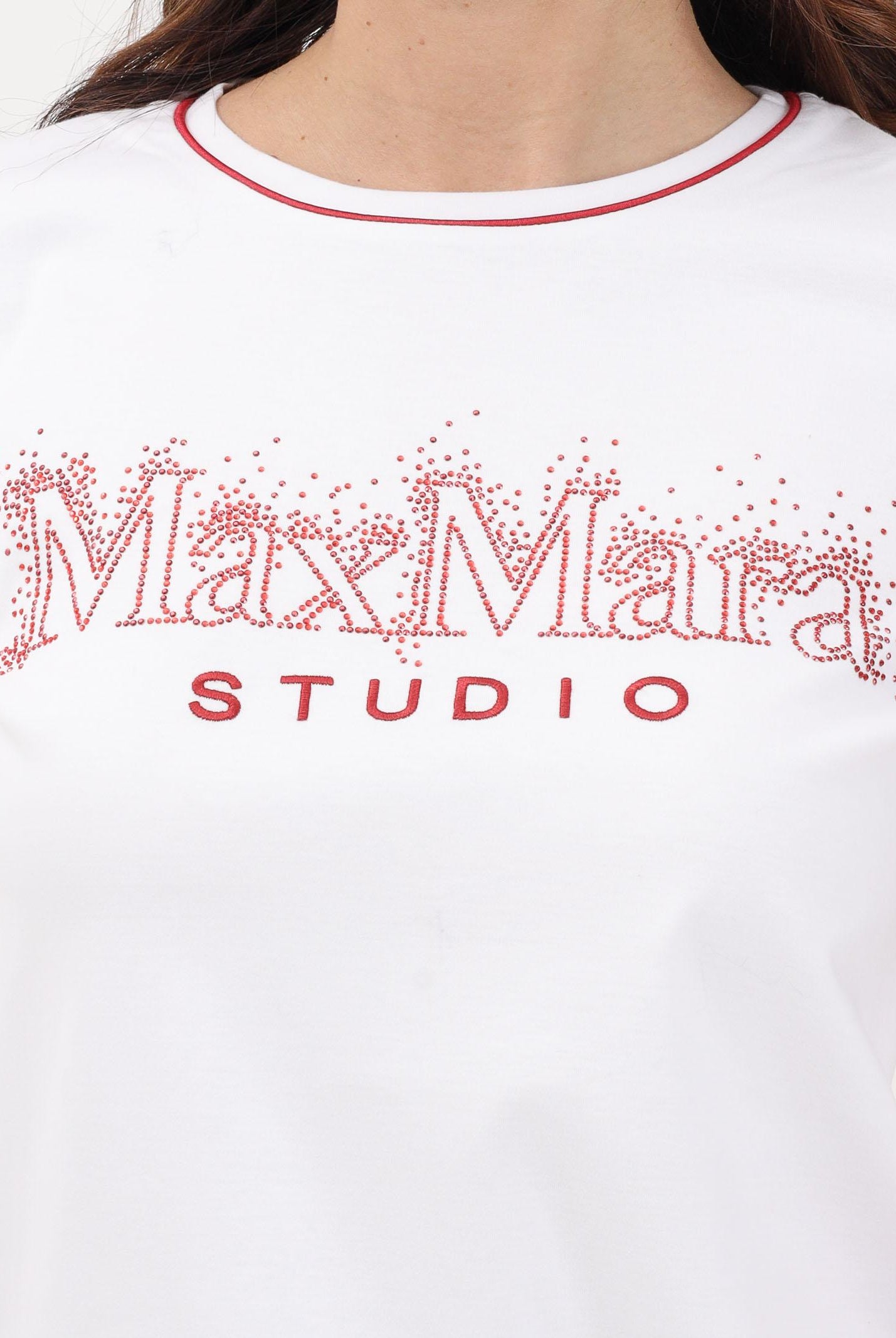 MAX MARA T-shirt a manica corta bianca da donna con logo 2616971011600 001 MAX MARA