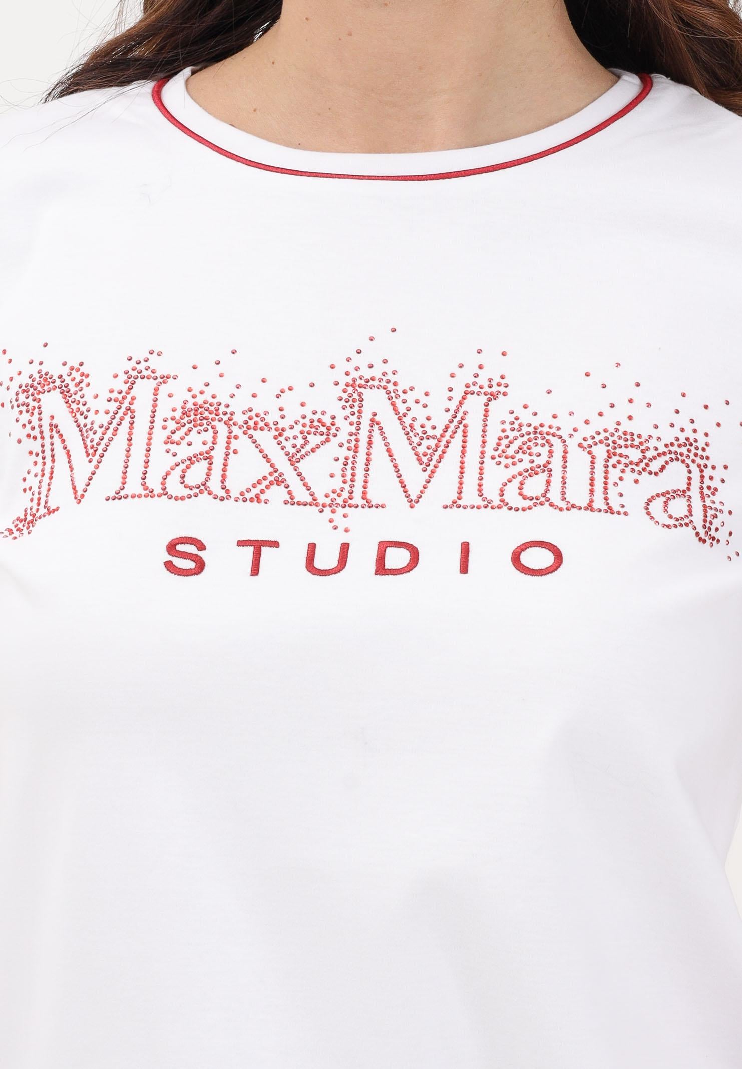 MAX MARA T-shirt a manica corta bianca da donna con logo 2616971011600 001 MAX MARA