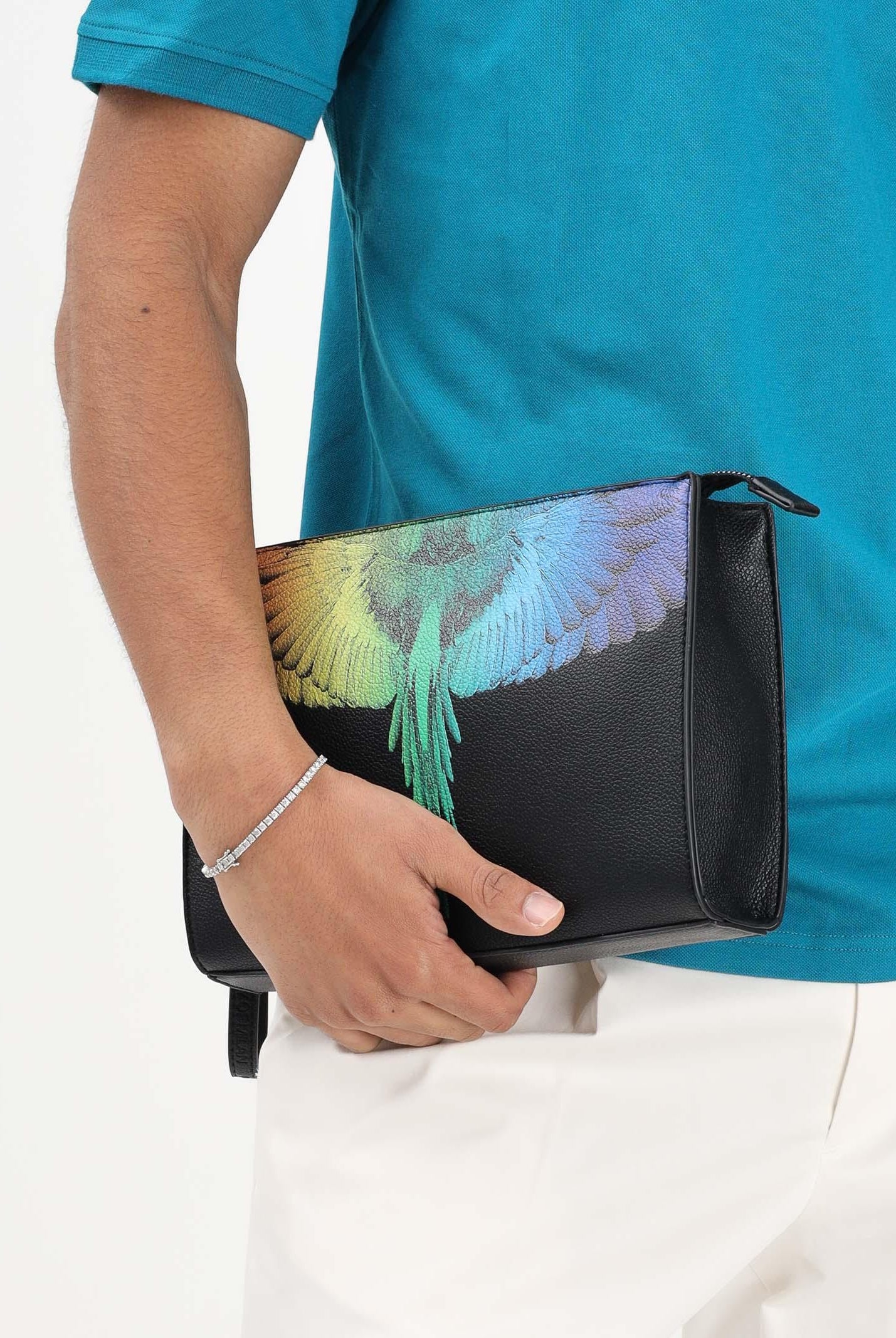 MARCELO BURLON COUNTY OF MILAN Pochette nera per uomo e donna con stampa ali COMAS2603470893 . MARCELO BURLON COUNTY OF MILAN