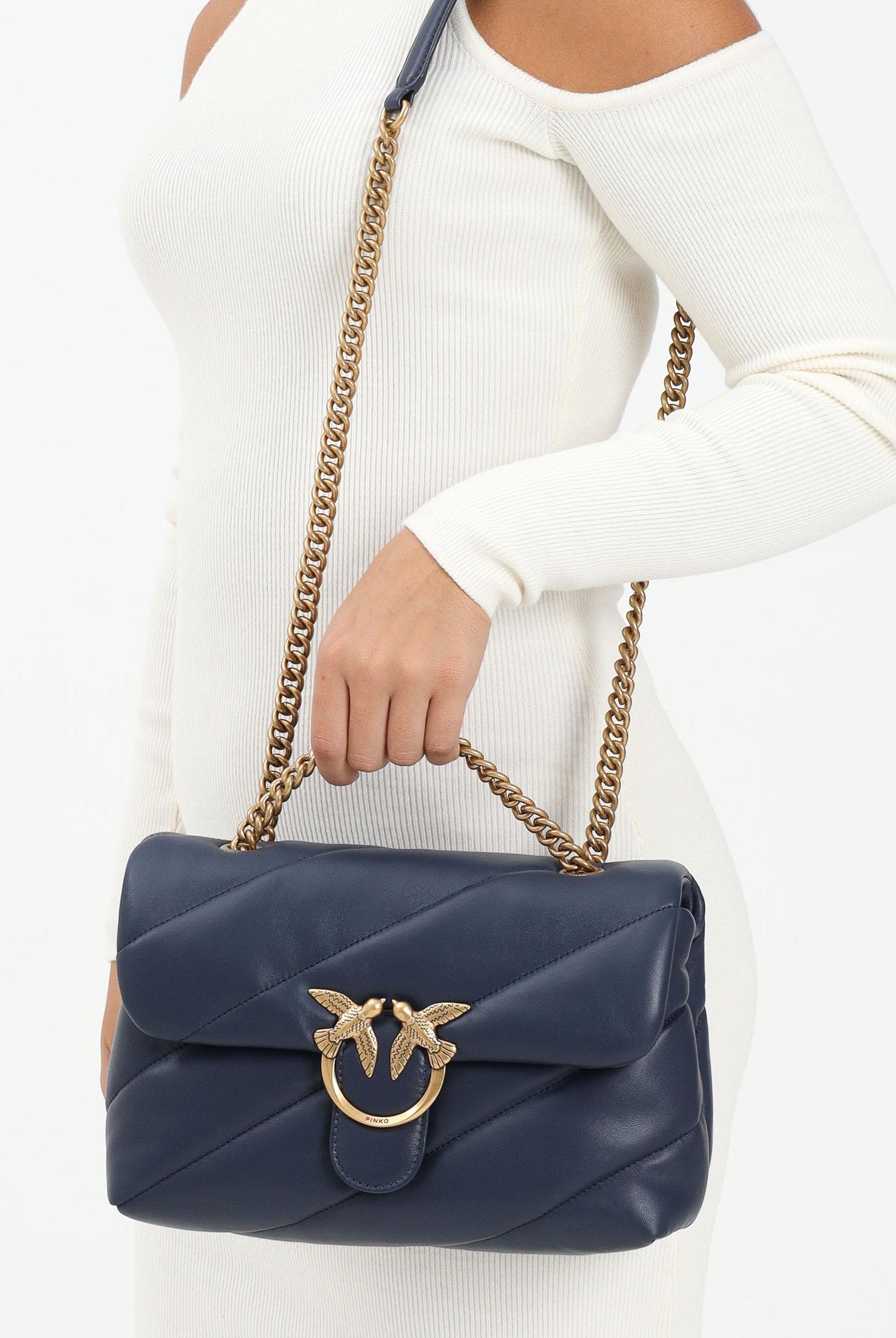 PINKO Borsa a tracolla Classic Love Bag Puff da donna in morbida nappa blu indaco 100038A0F2 G08Q PINKO