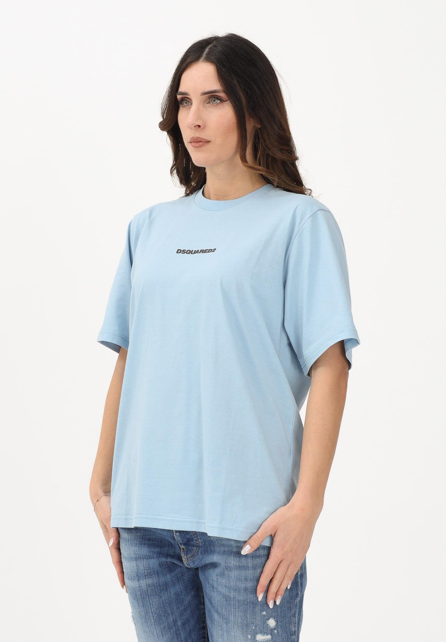 DSQUARED2 T-shirt a manica corta celeste per donna, ragazzi e bambini con logo DQ2823D004G DQ814 DSQUARED2
