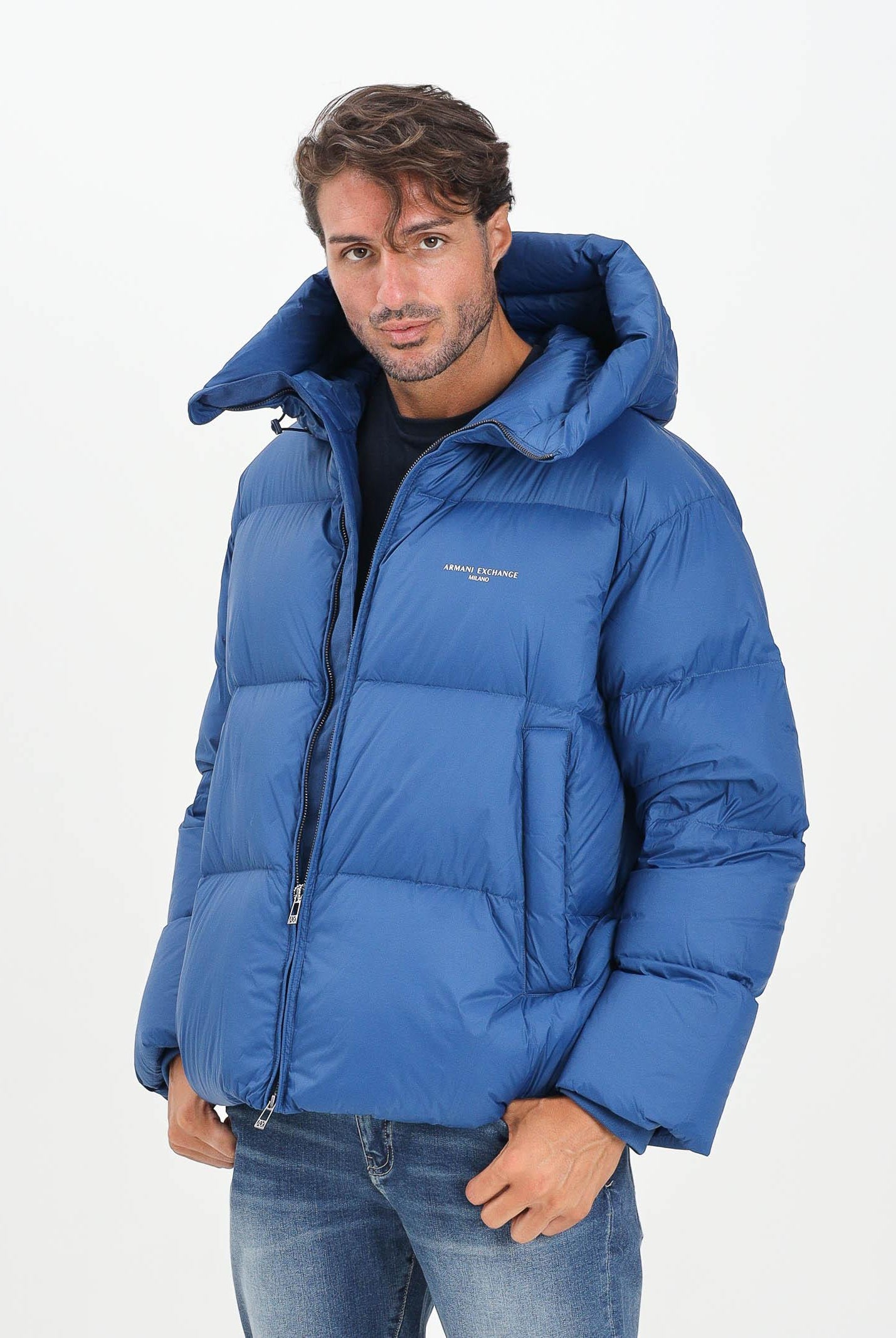 ARMANI EXCHANGE Piumino blu acceso da uomo con logo XM001115AF16589 UB079 ARMANI EXCHANGE