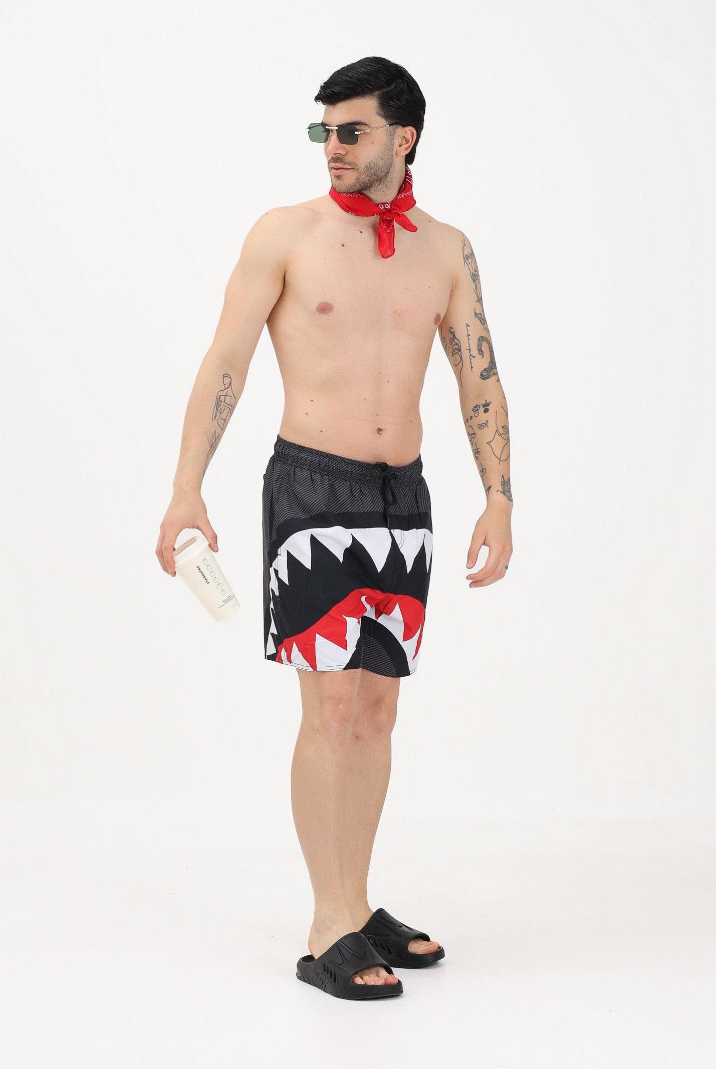 SPRAYGROUND Shorts mare PIXEL MOUTH nero da uomo 910SWM2046 . SPRAYGROUND