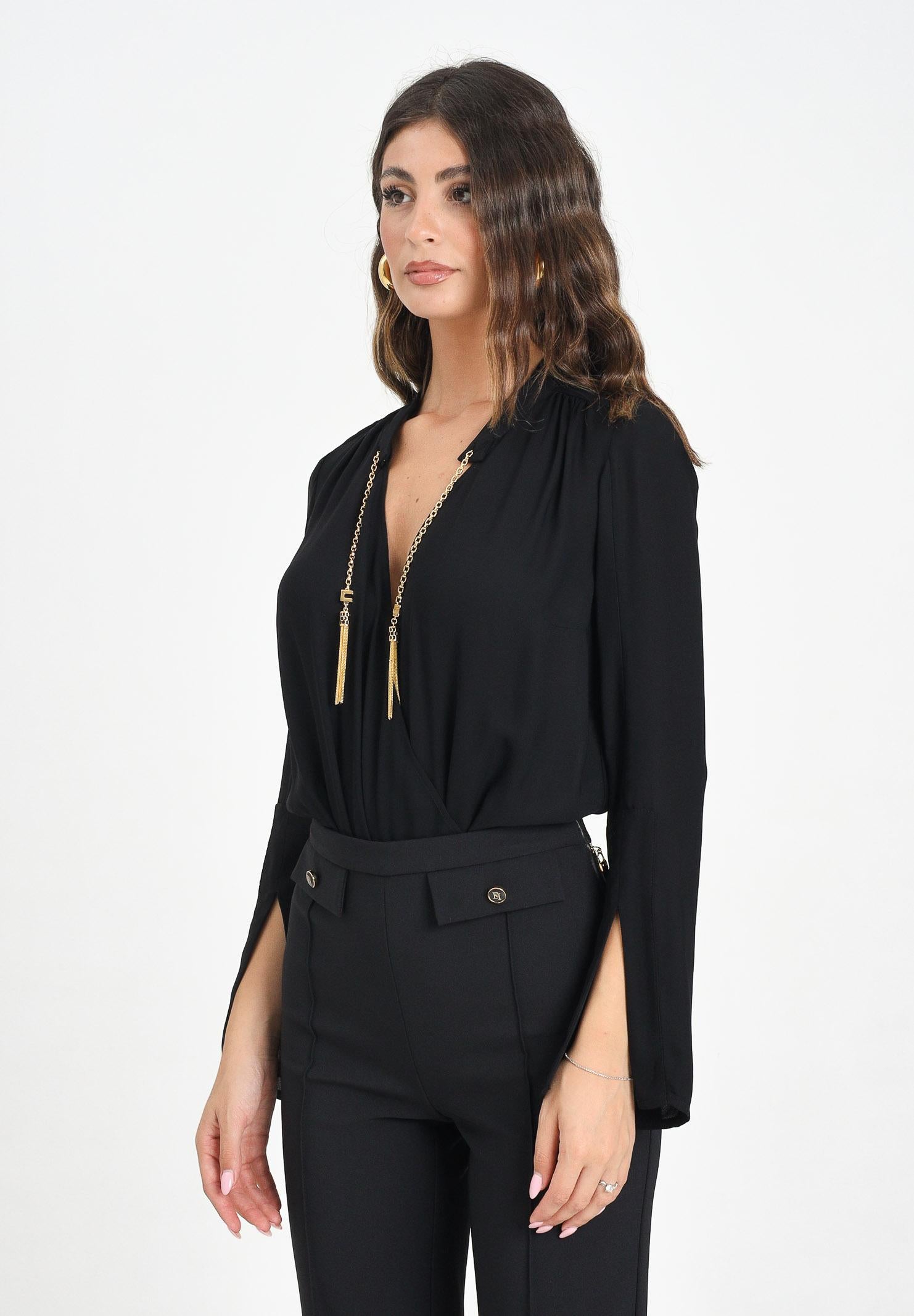ELISABETTA FRANCHI Body nero da donna con dettagli gioiello CB00557E2 110 ELISABETTA FRANCHI