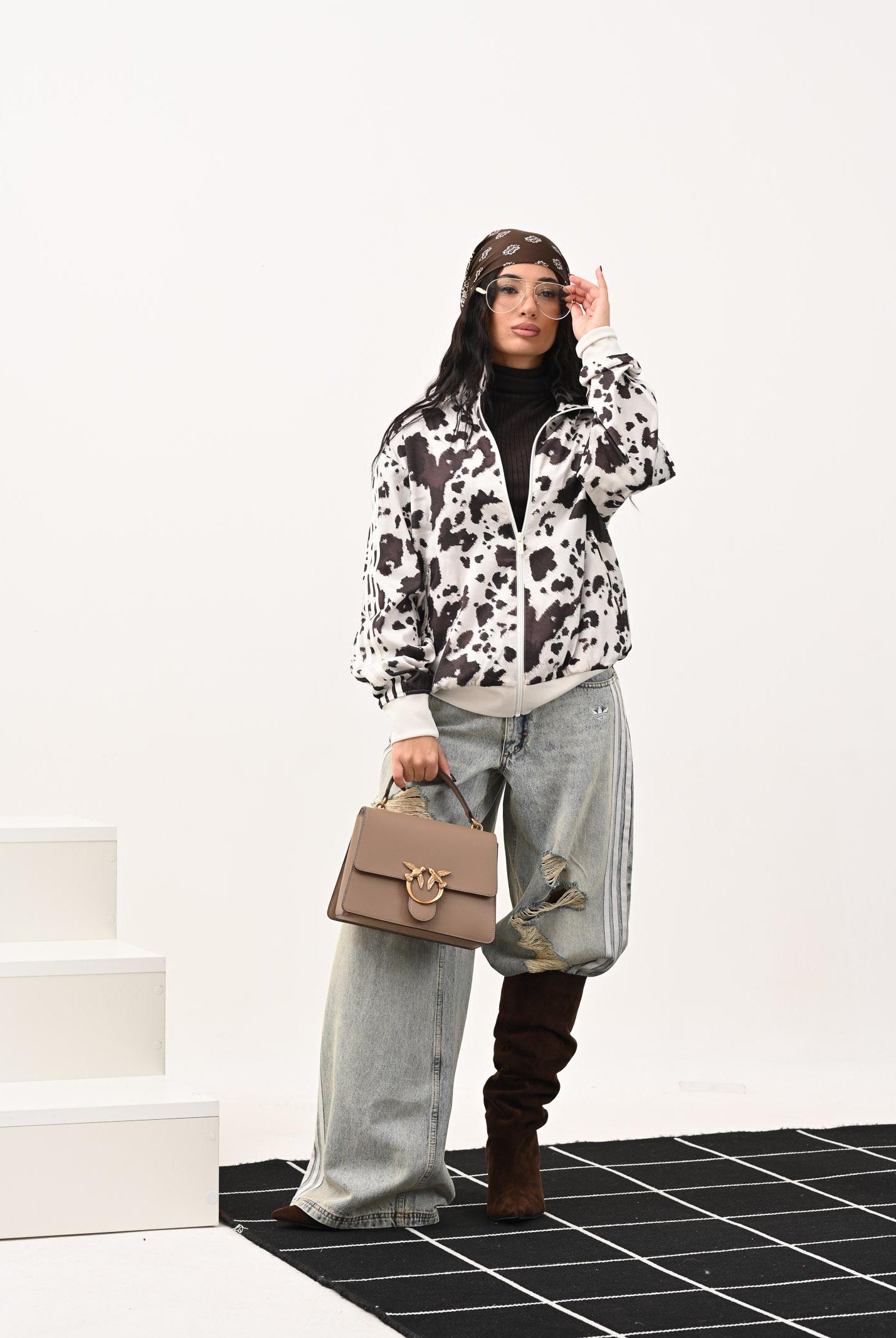 ADIDAS ORIGINALS Jeans LOOSE DENIM DESTRESSED in denim chiaro da donna KE3301 ADIDAS ORIGINALS