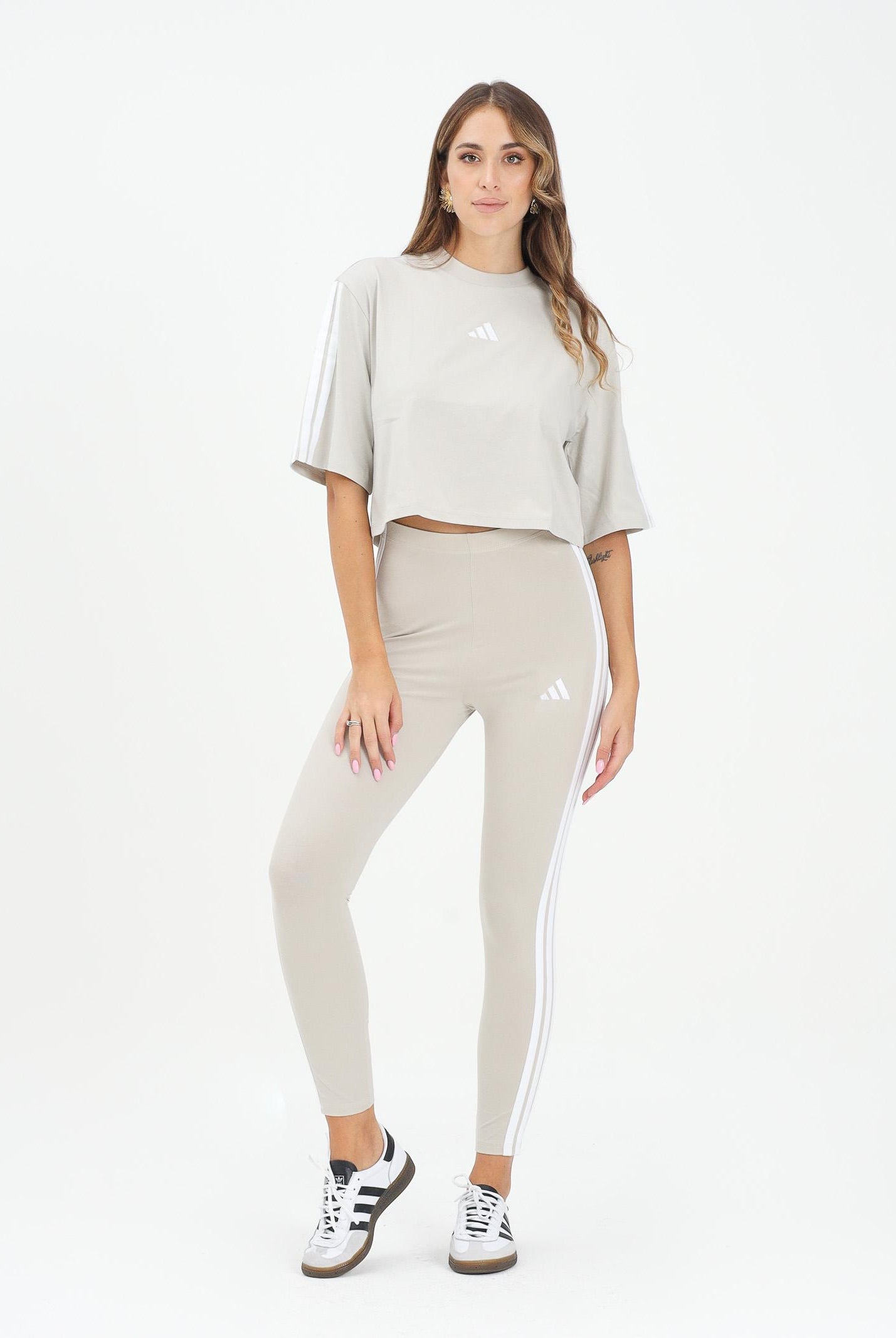ADIDAS PERFORMANCE Leggings Essentials 3-Stripes beige da donna JE0073 ADIDAS PERFORMANCE
