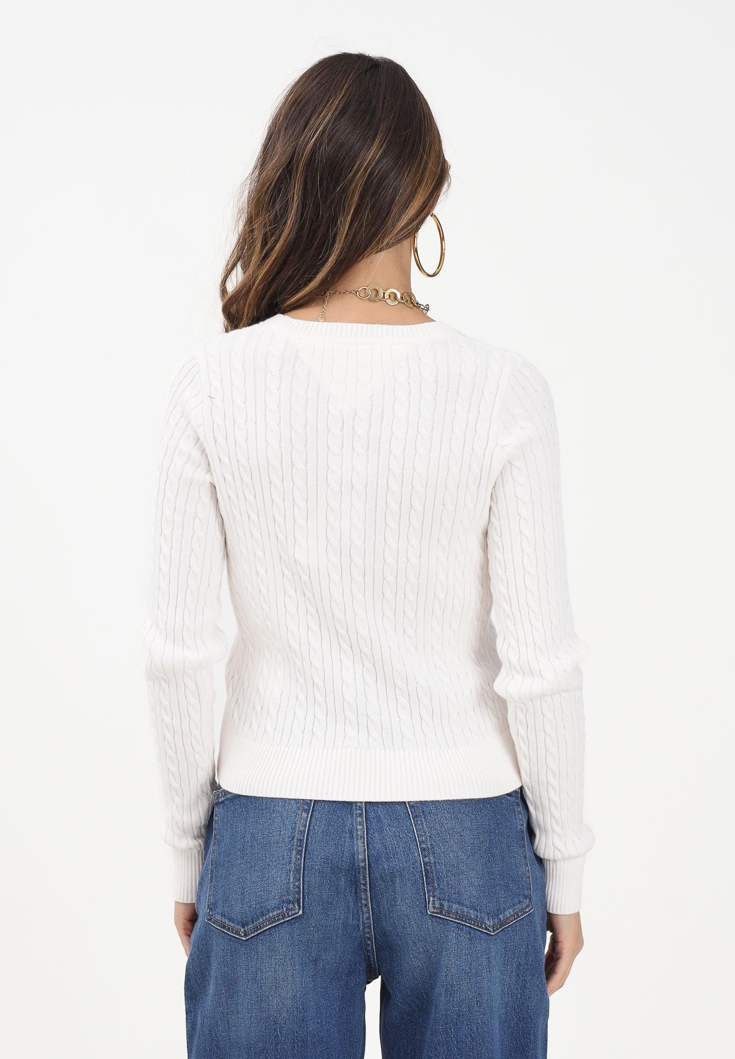 TOMMY JEANS Maglia girocollo panna da donna con lavorazione intrecciata DW0DW22165YBH TOMMY JEANS