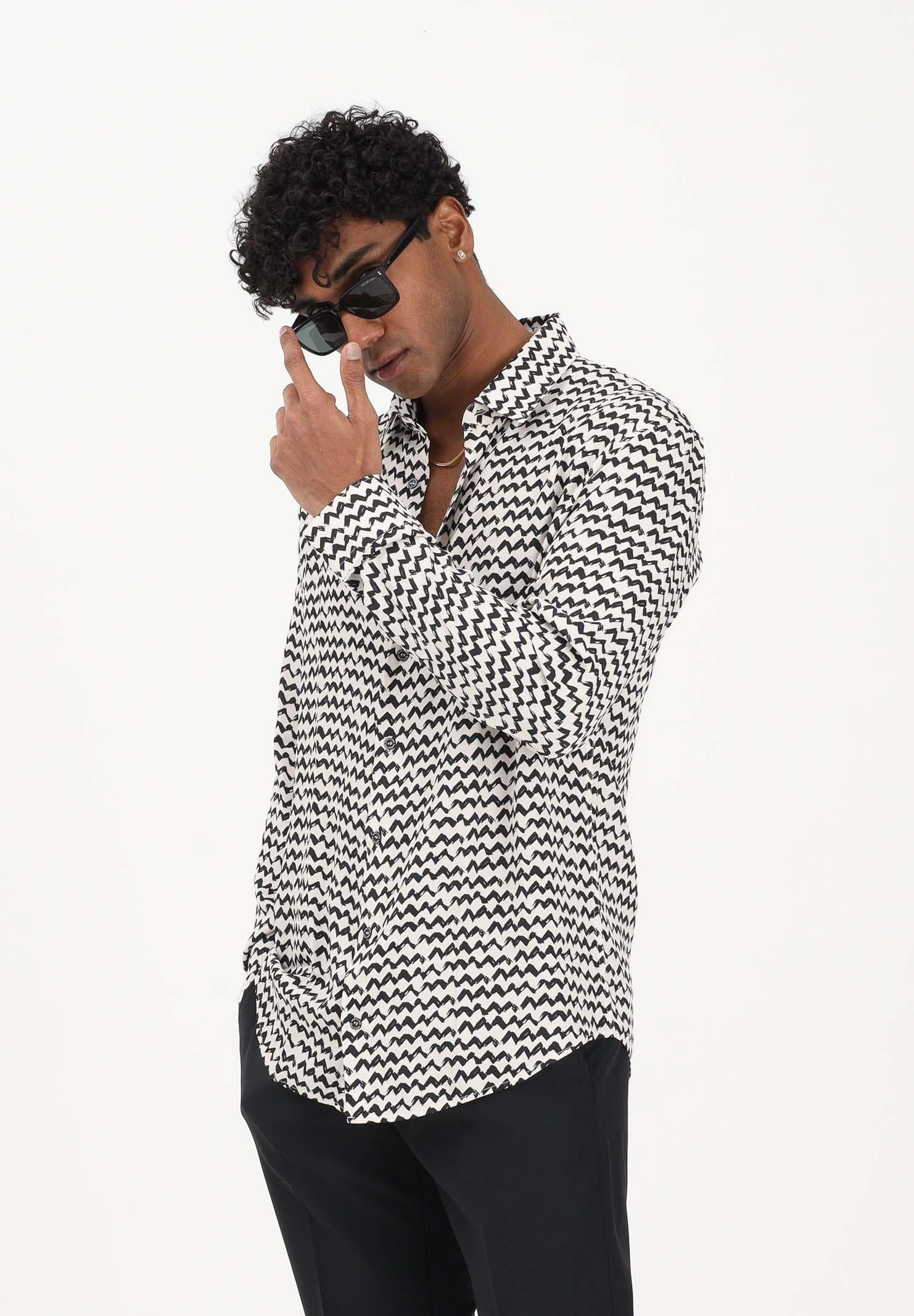 PATRIZIA PEPE Camicia a manica lunga panna da uomo con fantasia astratta 5C0310A093 FG81 PATRIZIA PEPE