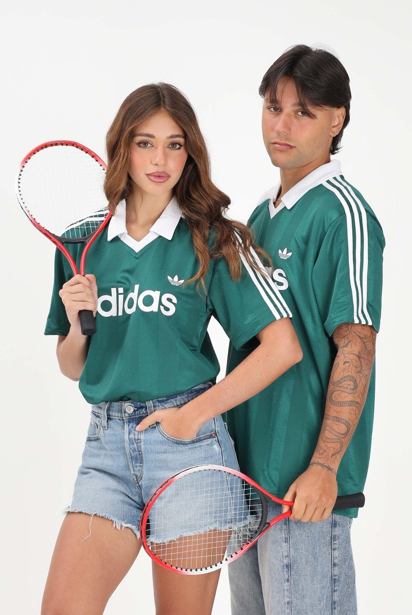 ADIDAS ORIGINALS Polo a manica corta Archive Collar Engineered Jersey verde per uomo e donna KE3582 . ADIDAS ORIGINALS