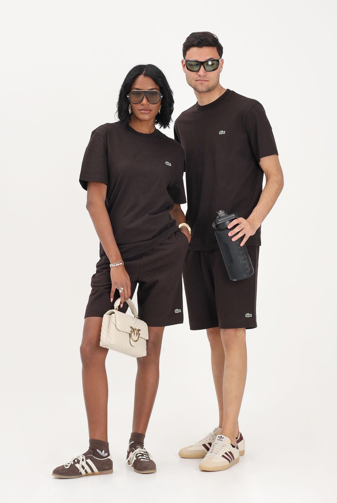 LACOSTE Shorts sportivo marrone per uomo e donna con logo GH9860 3LA LACOSTE