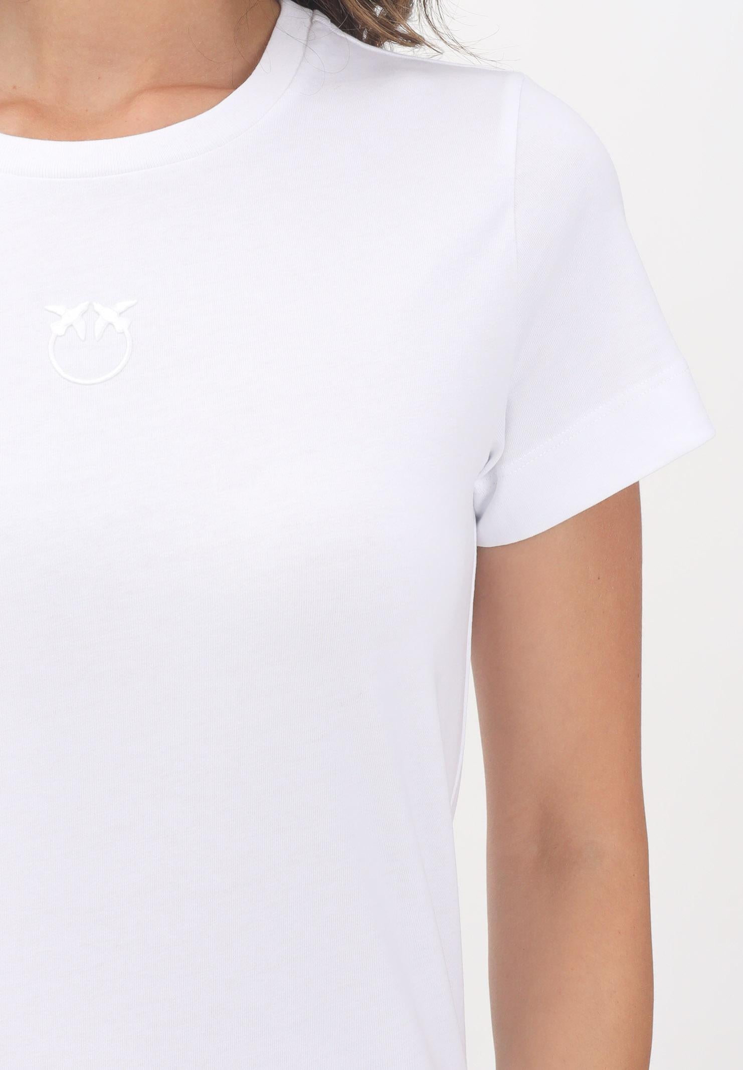 PINKO T-shirt a manica corta bianca da donna con logo 100355A2RD Z04 PINKO