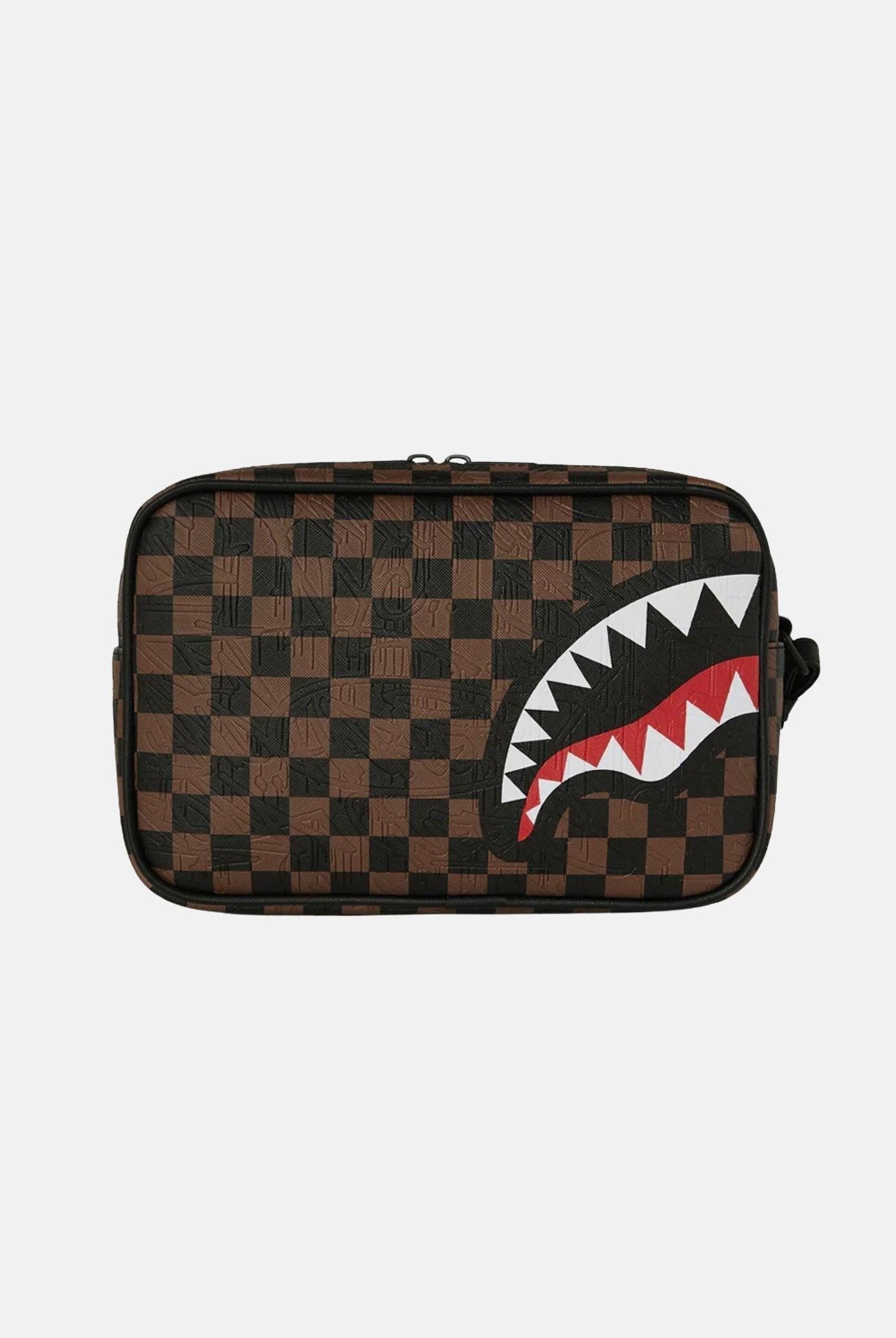 SPRAYGROUND Pochette CHECK 2 EMBOSS TOILETRY BAG marrone per uomo e donna 910B8238NSZ . SPRAYGROUND