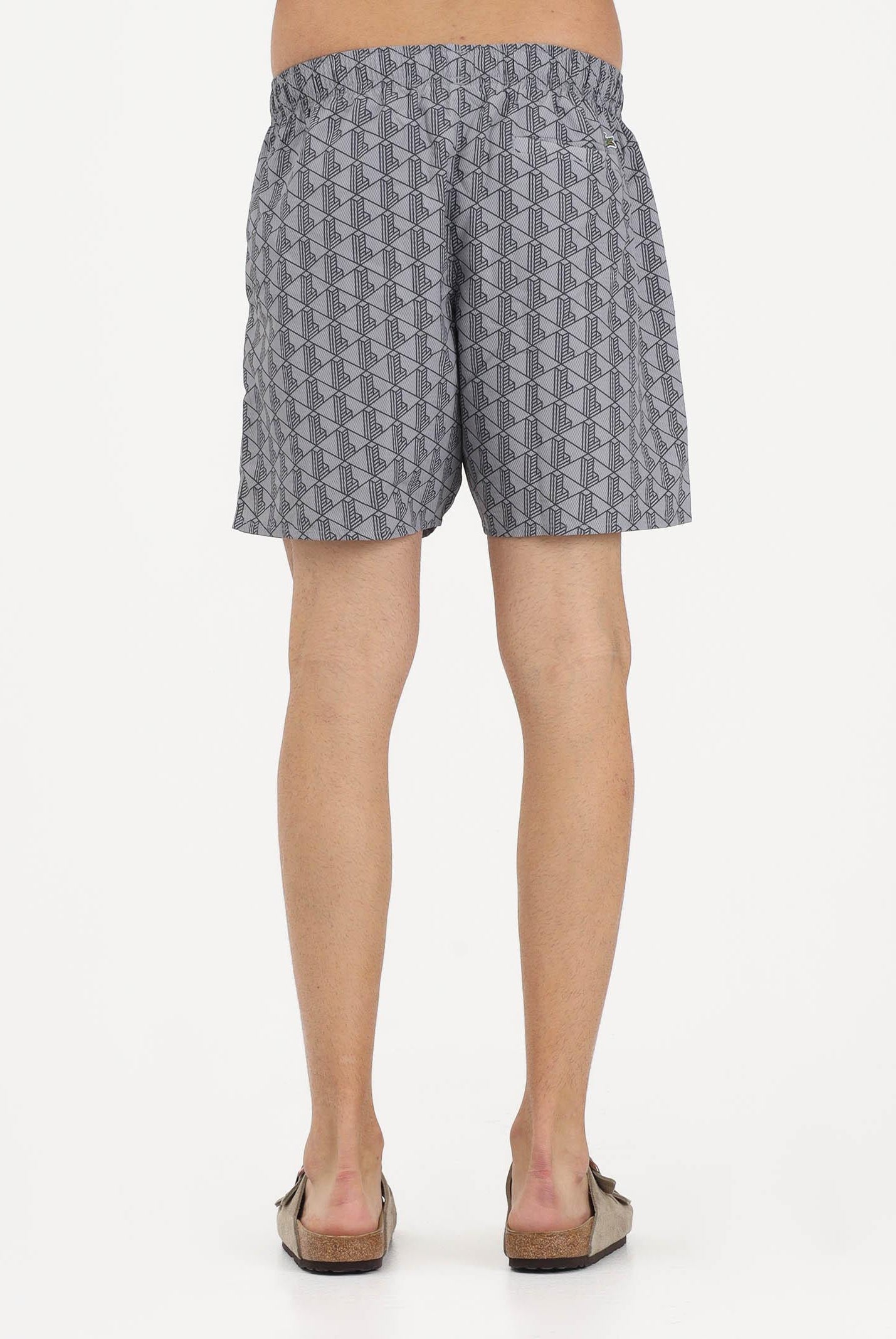 LACOSTE Shorts mare grigio da uomo con stampa monogramma MH9086 YIN LACOSTE