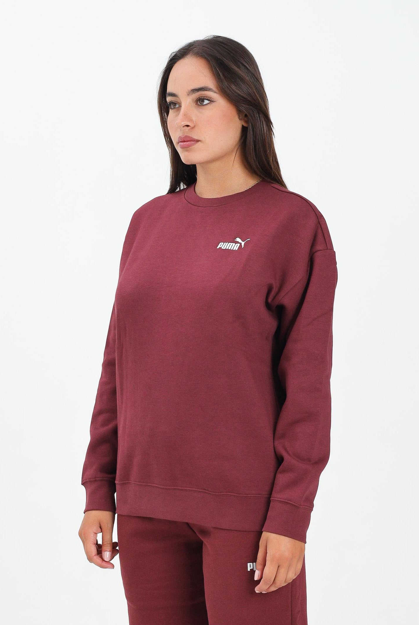 PUMA Felpa girocollo ESS N. 1 bordeaux da donna 633268 96 PUMA