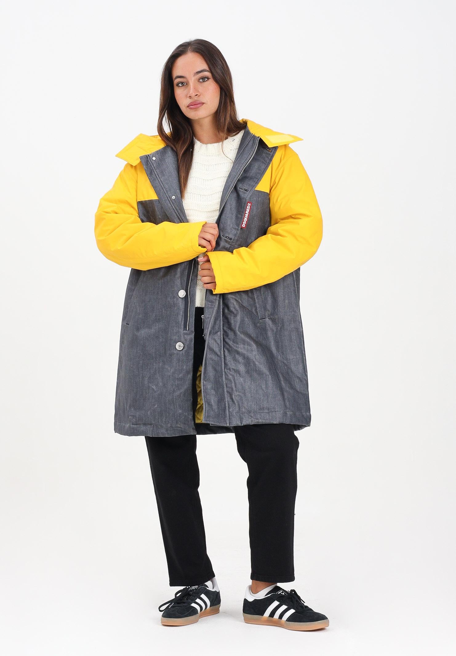 DSQUARED2 Trench impermeabile colorblock giallo e denim per donna, ragazzi e bambini DQ3044D0AEC DQ01 DSQUARED2
